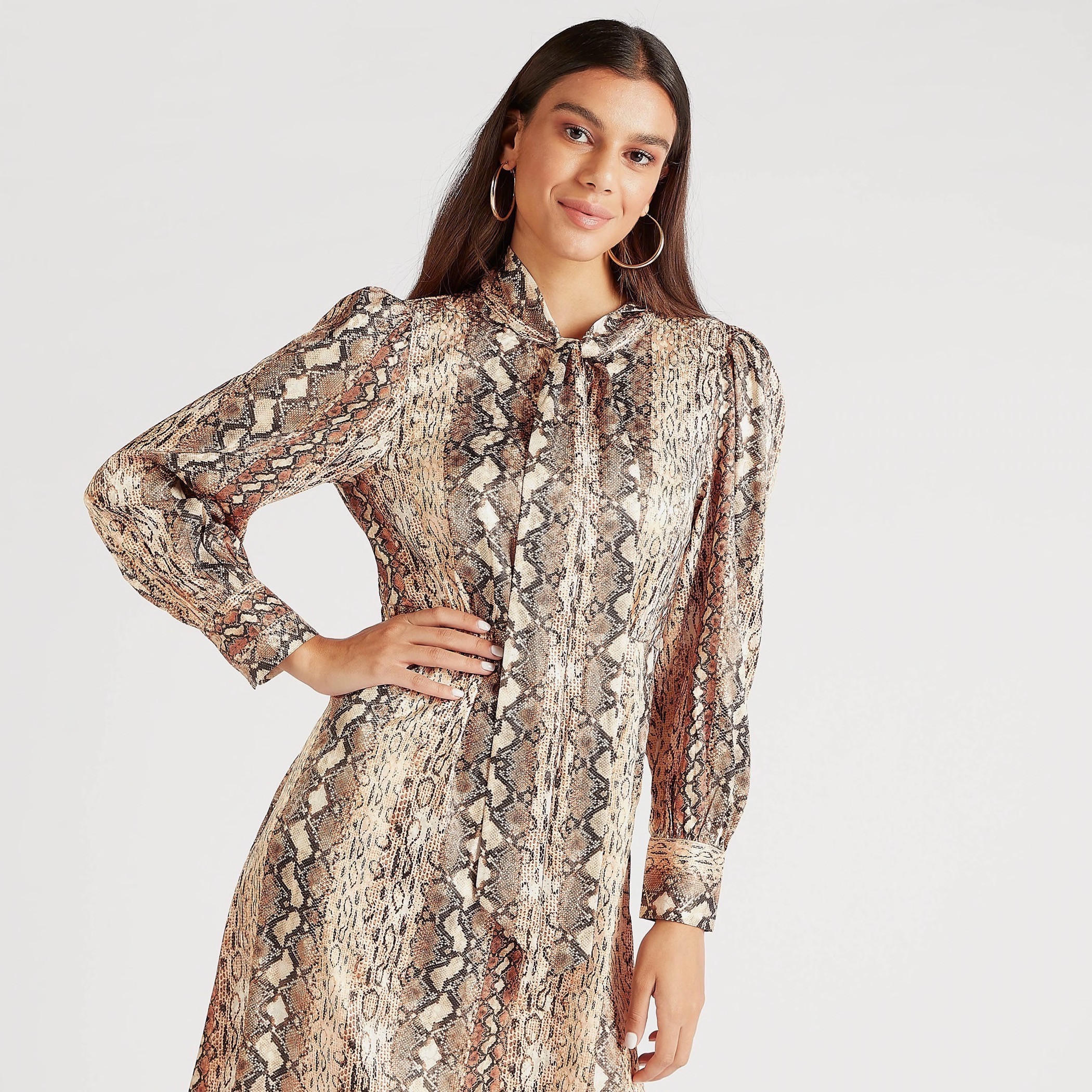 فستان ميدي بياقة عادية وطبعات حيوانات-women-clothing-dresses-image-4
