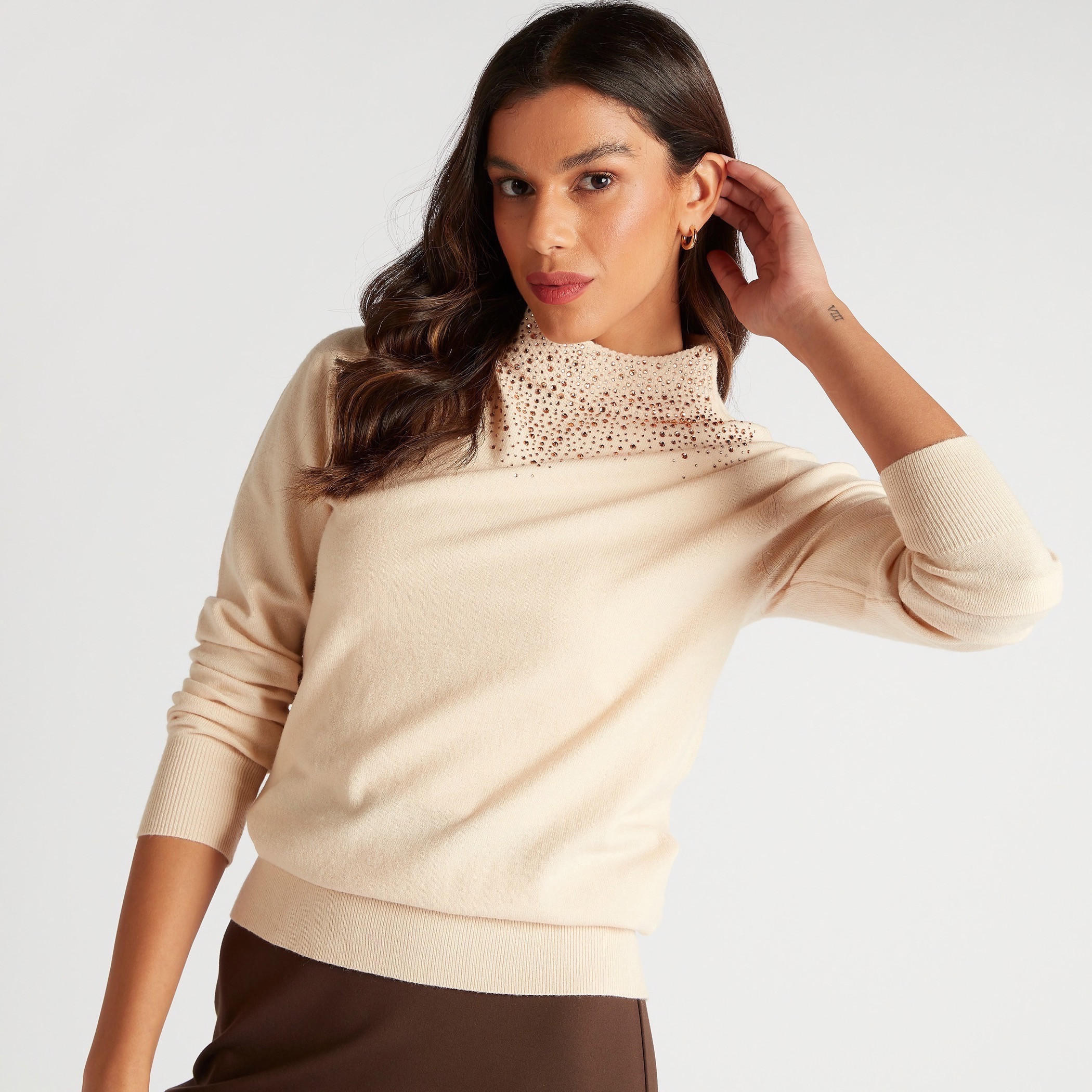 Embellished High Neck T-shirt with Long Sleeves-women-clothing-tshirts-image-5