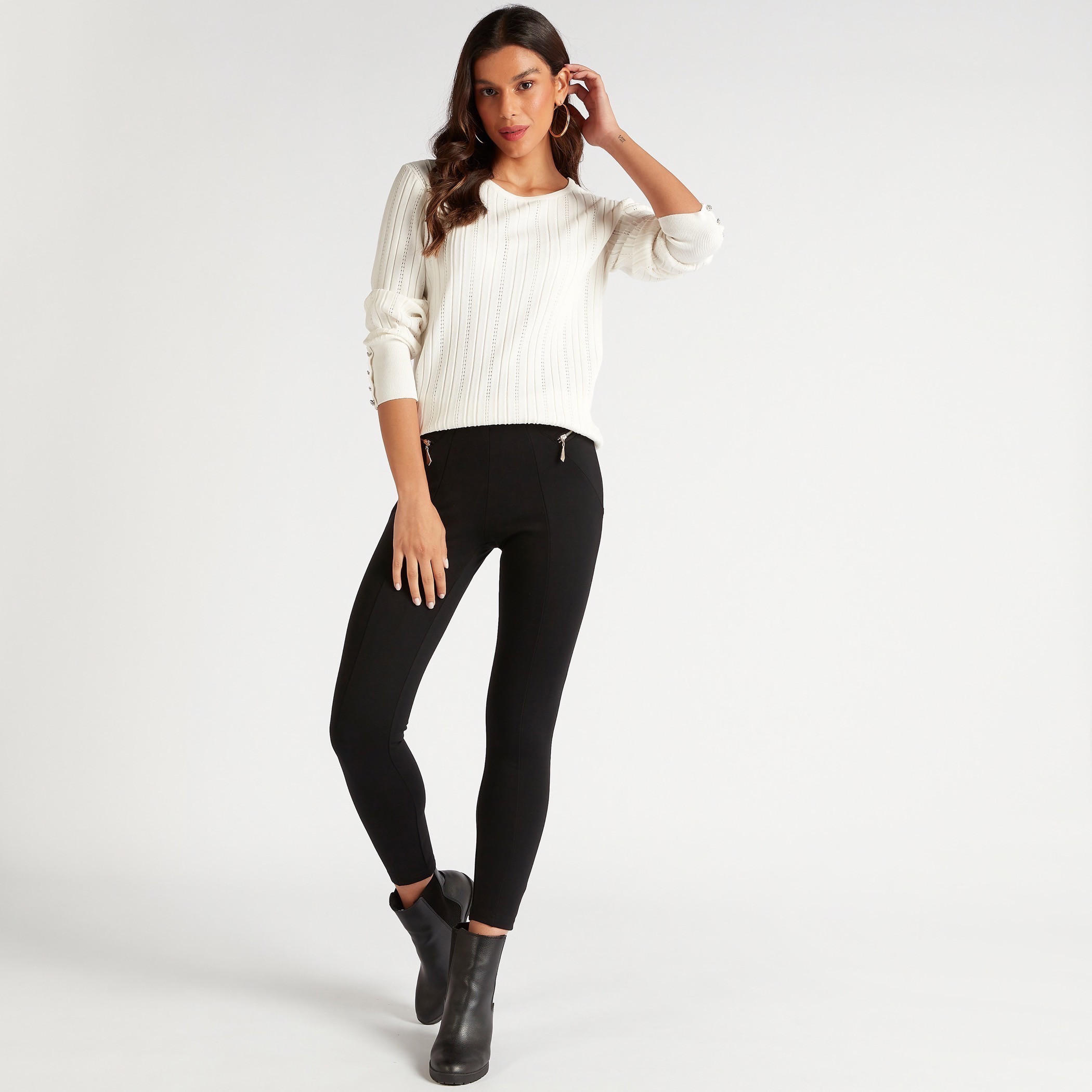 كنزة بارزة الملمس بياقة مستديرة وأكمام طويلة-women-clothing-cardigansandjumpers-jumpers-image-2