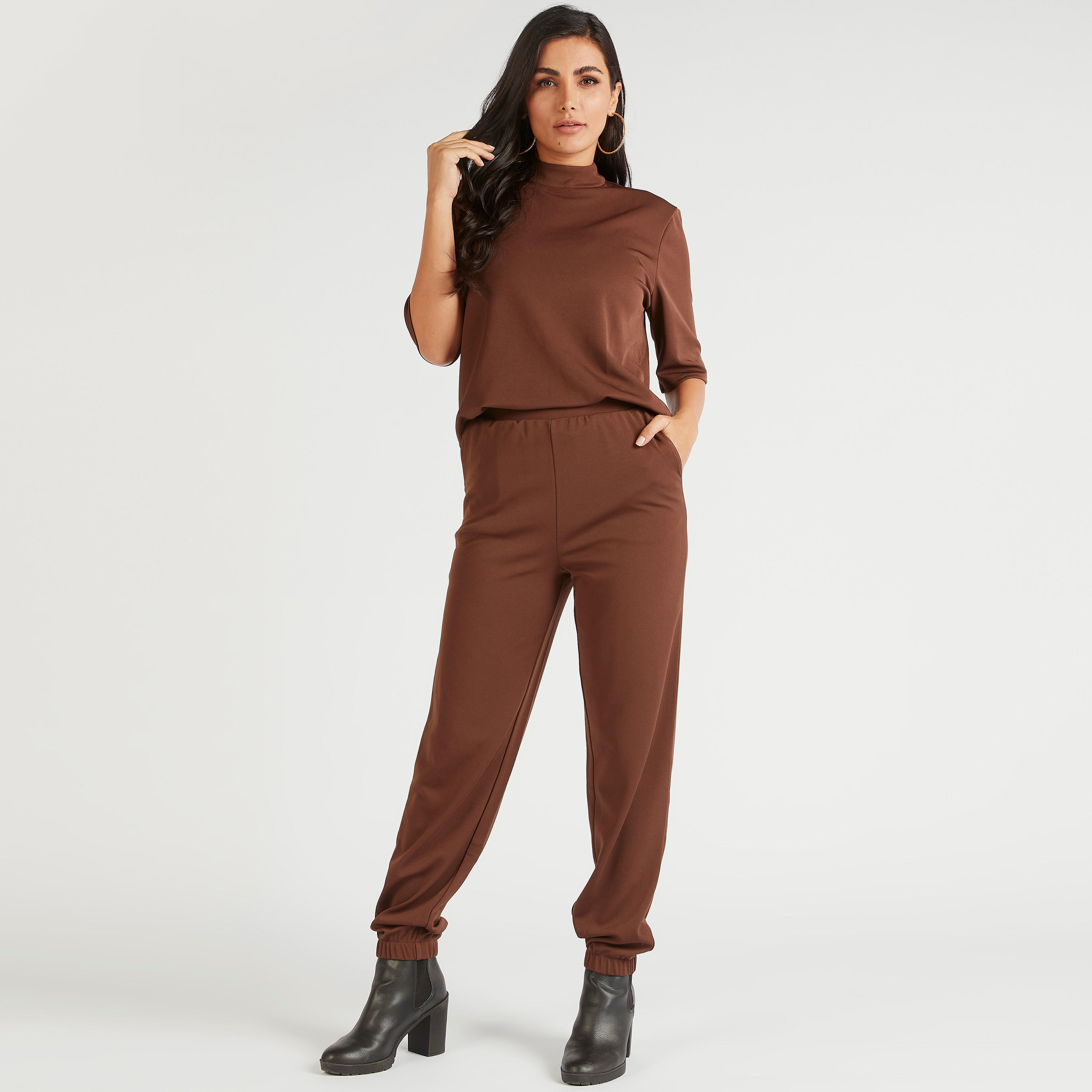 تيشيرت سادة بياقة عالية وأكمام قصيرة-women-clothing-tshirts-image-4