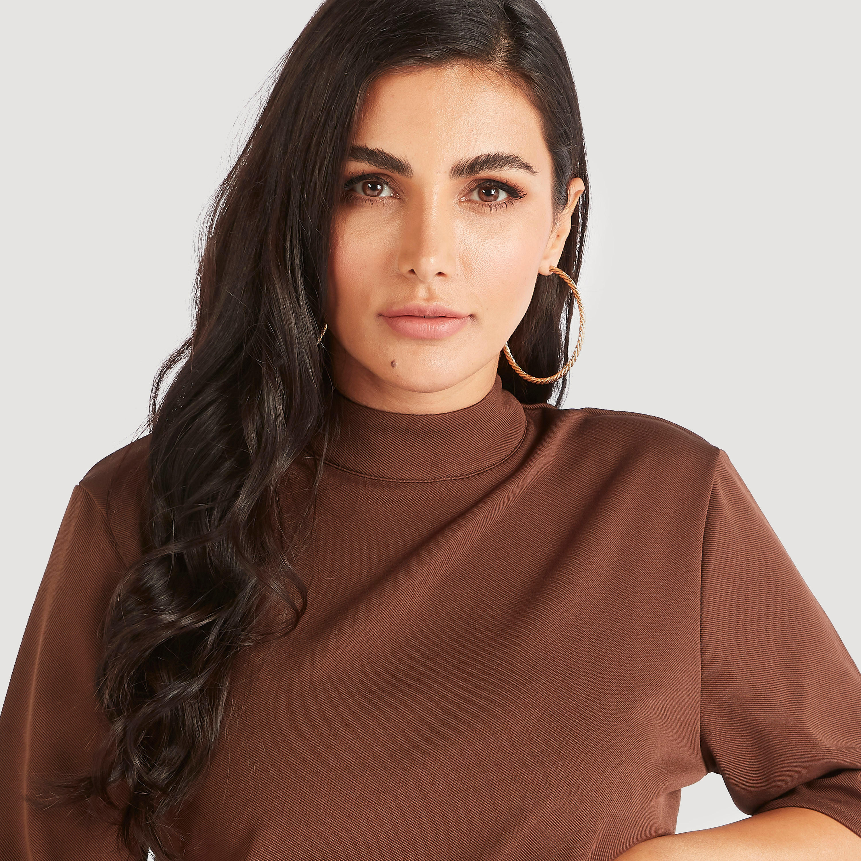 تيشيرت سادة بياقة عالية وأكمام قصيرة-women-clothing-tshirts-image-3