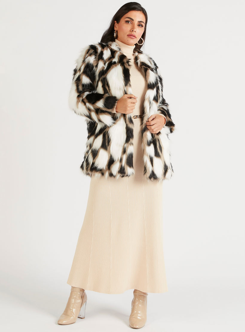 جاكيت فرو صناعي بأكمام طويلة وطبعات حيوانات-women-winterwear-coatsandjackets-jackets-image-7