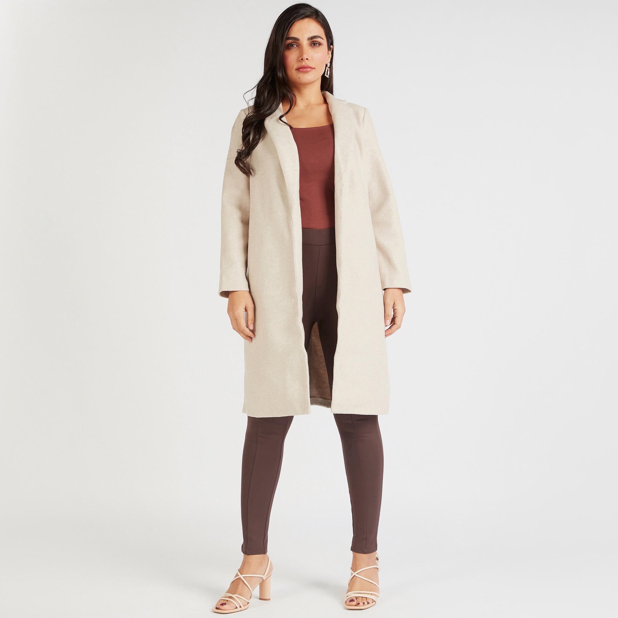جاكيت طويل سادة بياقة مطوية-women-winterwear-coatsandjackets-jackets-image-4