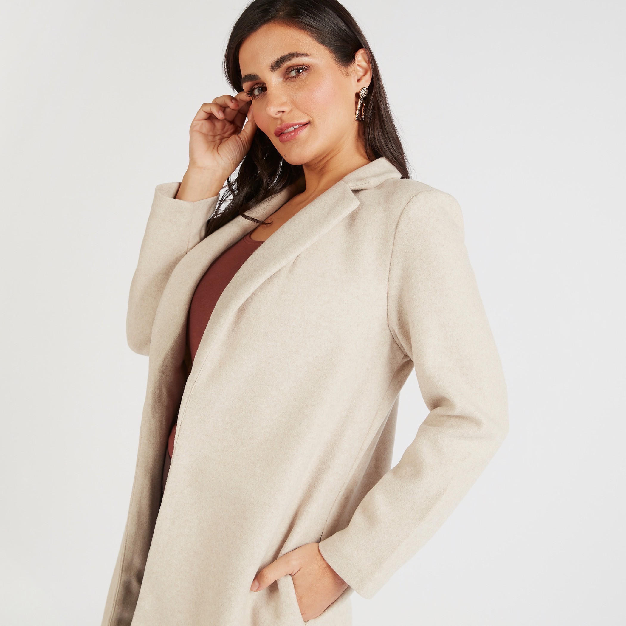 جاكيت طويل سادة بياقة مطوية-women-winterwear-coatsandjackets-jackets-image-2