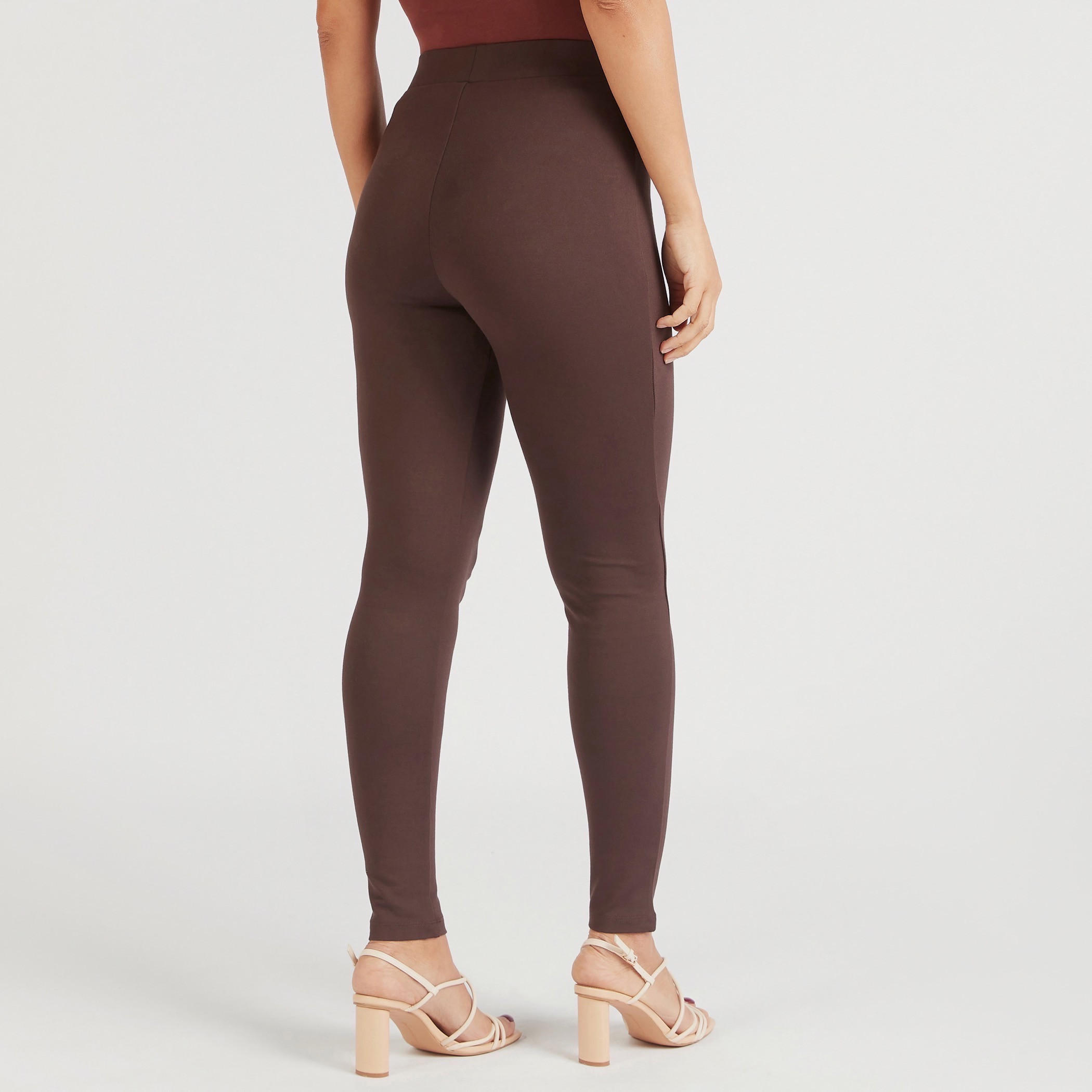 بنطلون بونتي سادة بخصر مطاطي-women-clothing-bottoms-leggings-image-1