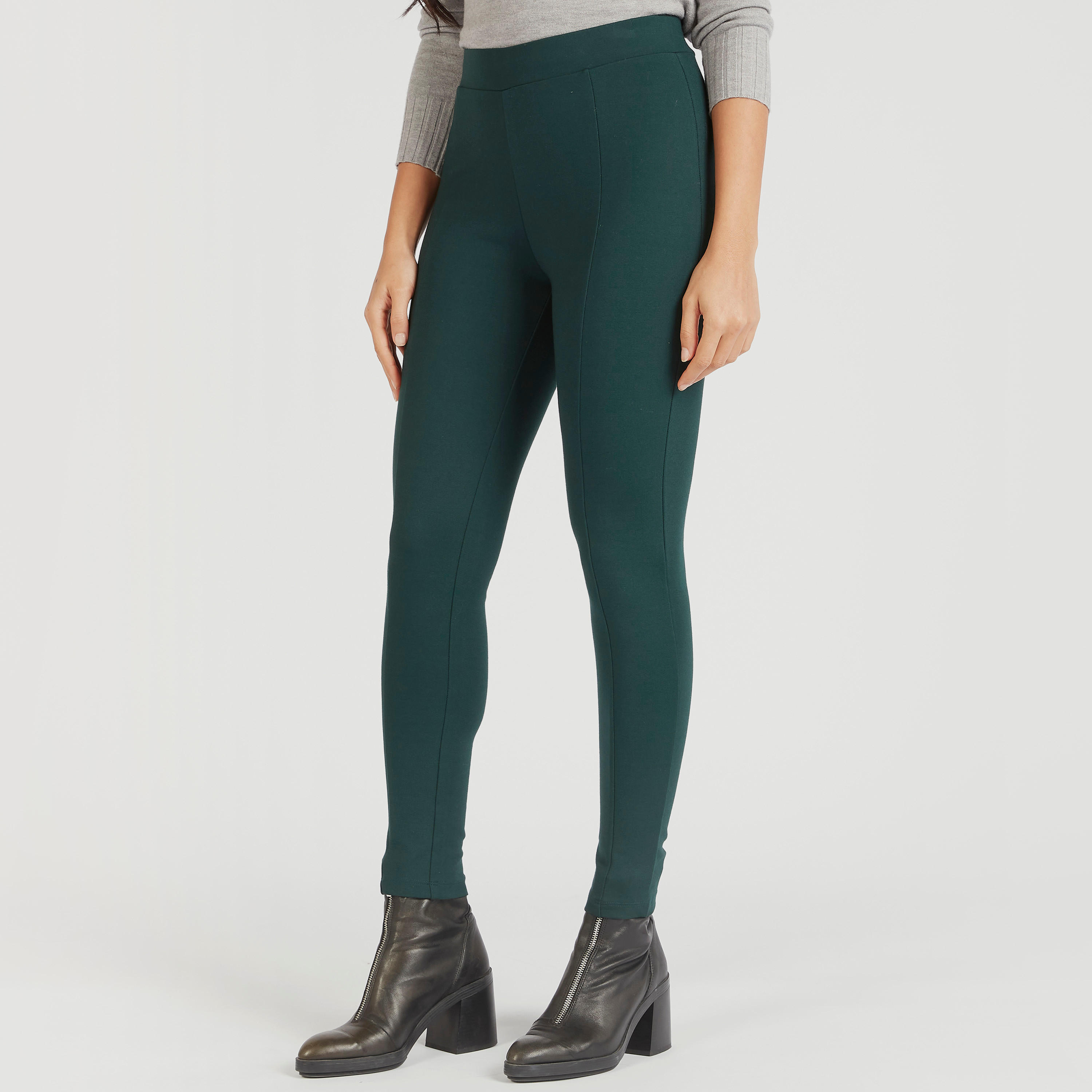 Solid High-Rise Leggings with Elasticised Waistband-women-clothing-bottoms-leggings-image-1