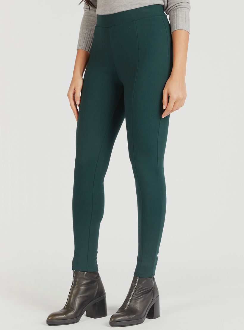 Solid High-Rise Leggings with Elasticised Waistband-women-clothing-bottoms-leggings-image-1