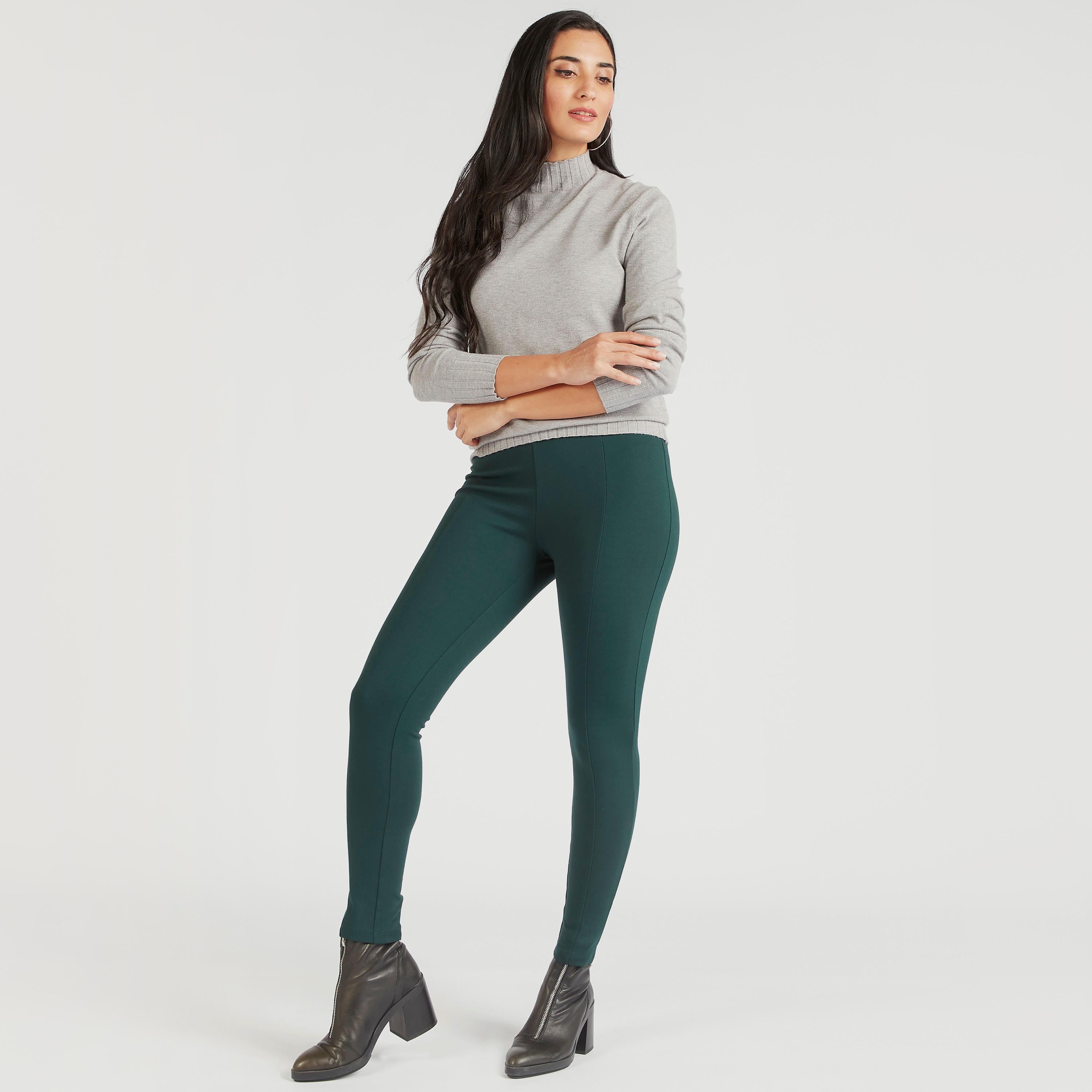 Solid High-Rise Leggings with Elasticised Waistband-women-clothing-bottoms-leggings-image-2