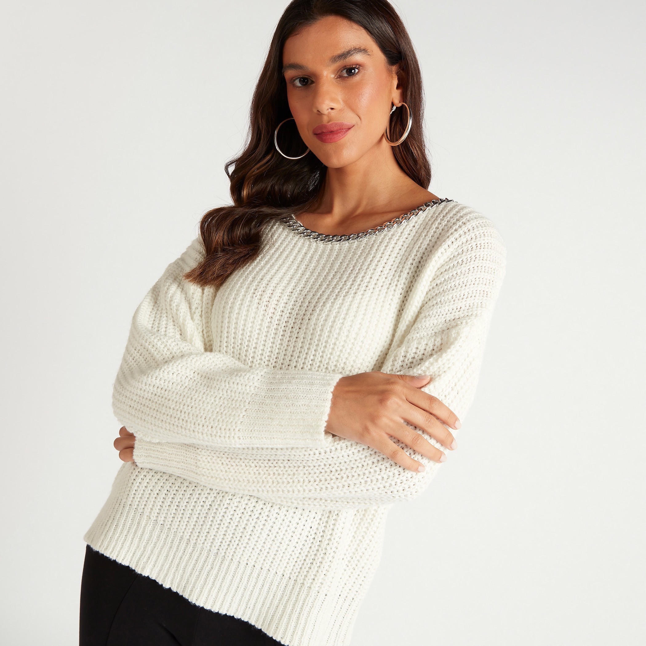 كنزة بارزة الملمس بأكمام طويلة وزينة سلسلة-women-clothing-cardigansandjumpers-jumpers-image-7