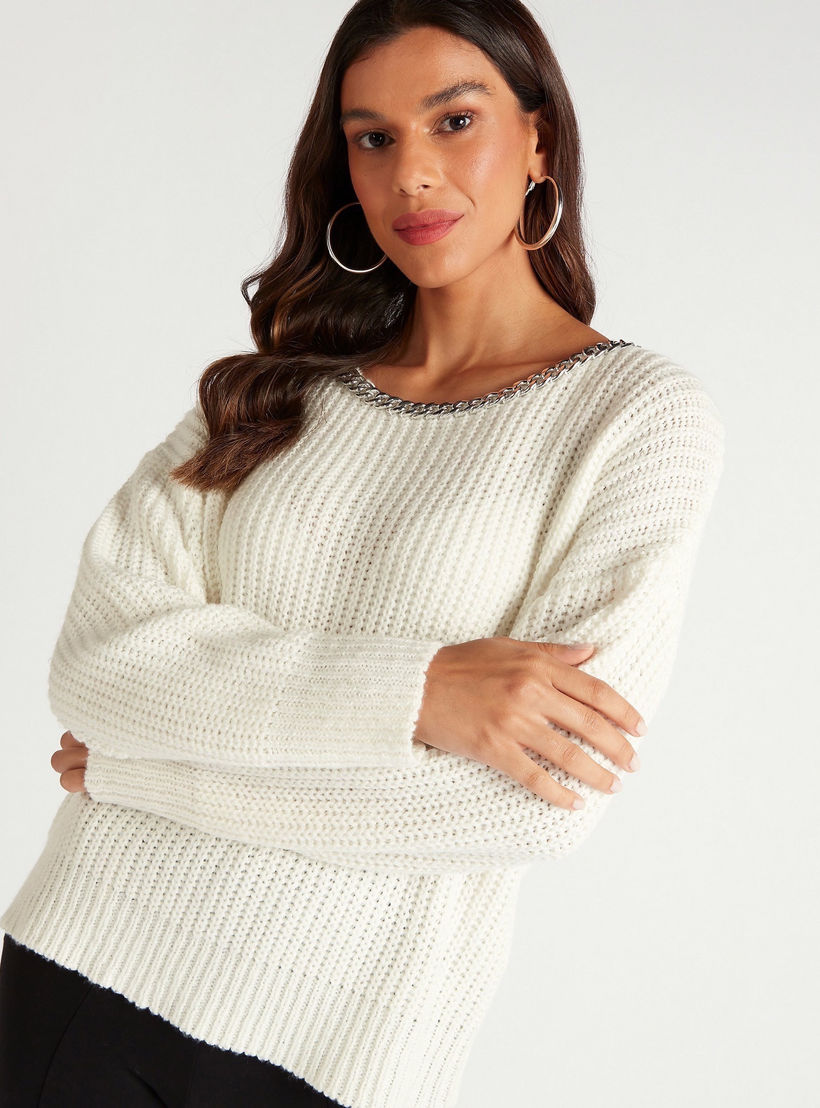 كنزة بارزة الملمس بأكمام طويلة وزينة سلسلة-women-clothing-cardigansandjumpers-jumpers-image-7