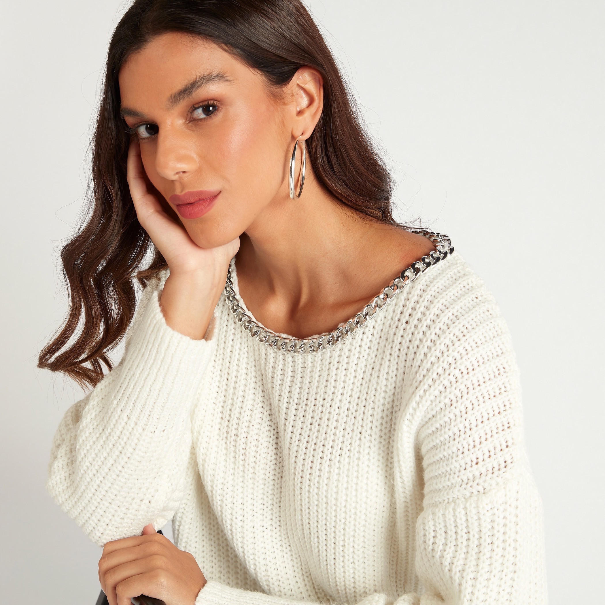 كنزة بارزة الملمس بأكمام طويلة وزينة سلسلة-women-clothing-cardigansandjumpers-jumpers-image-3