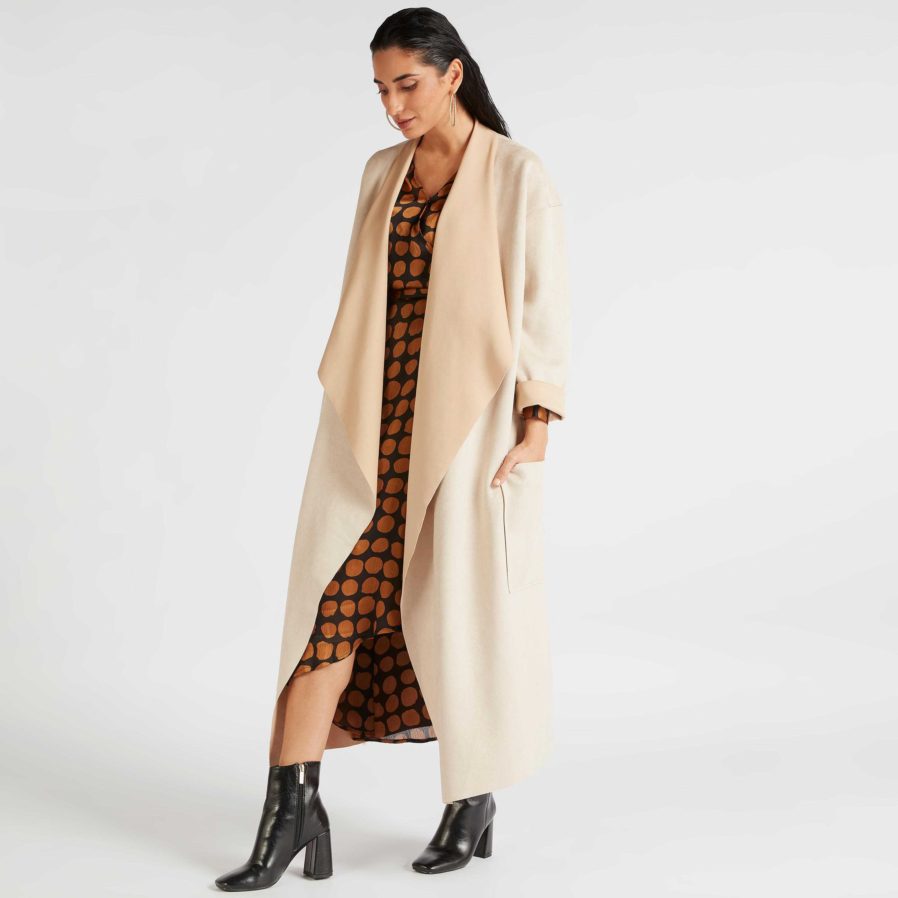 جاكيت طويل سادة بياقة منسدلة وأكمام طويلة-women-winterwear-coatsandjackets-jackets-image-6