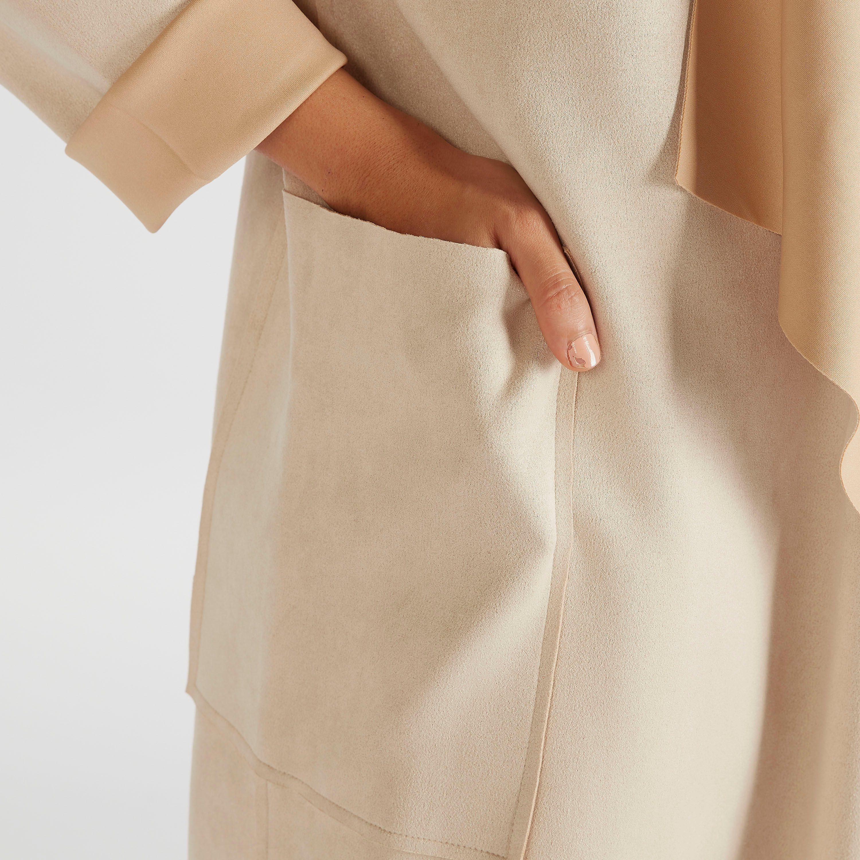 جاكيت طويل سادة بياقة منسدلة وأكمام طويلة-women-winterwear-coatsandjackets-jackets-image-4