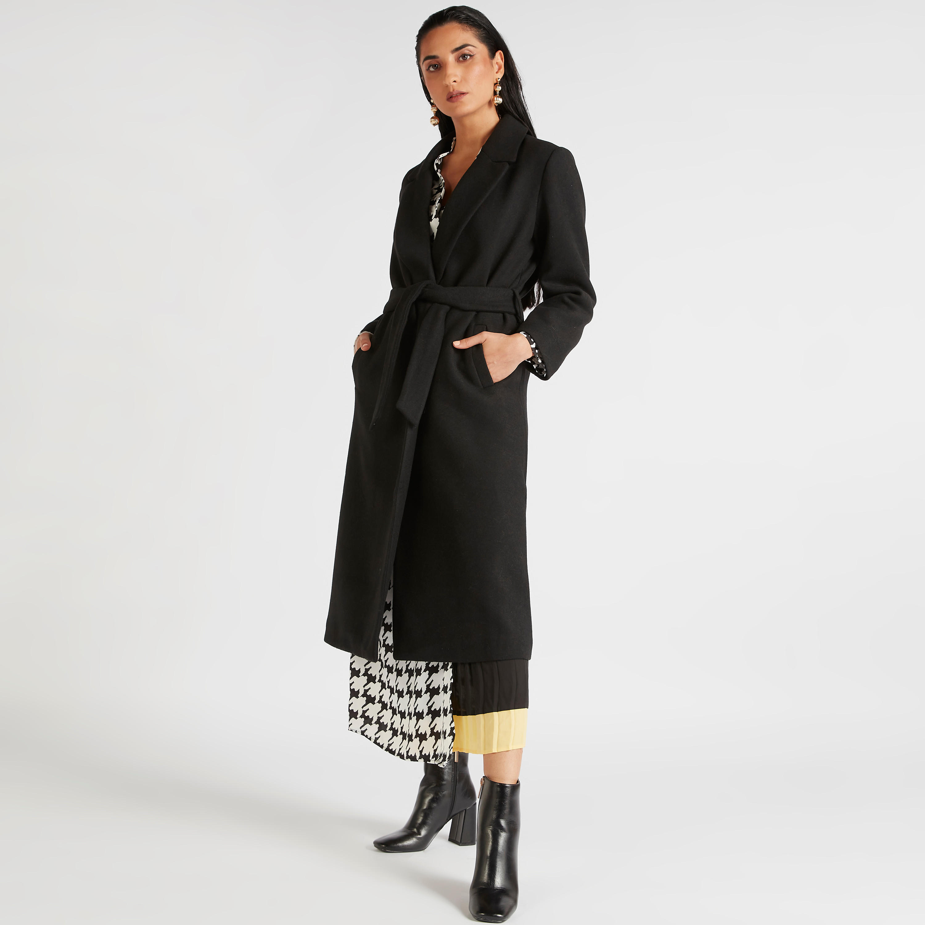 Textured Jacket with Lapel Collar and Tie Up-women-winterwear-coatsandjackets-jackets-image-2
