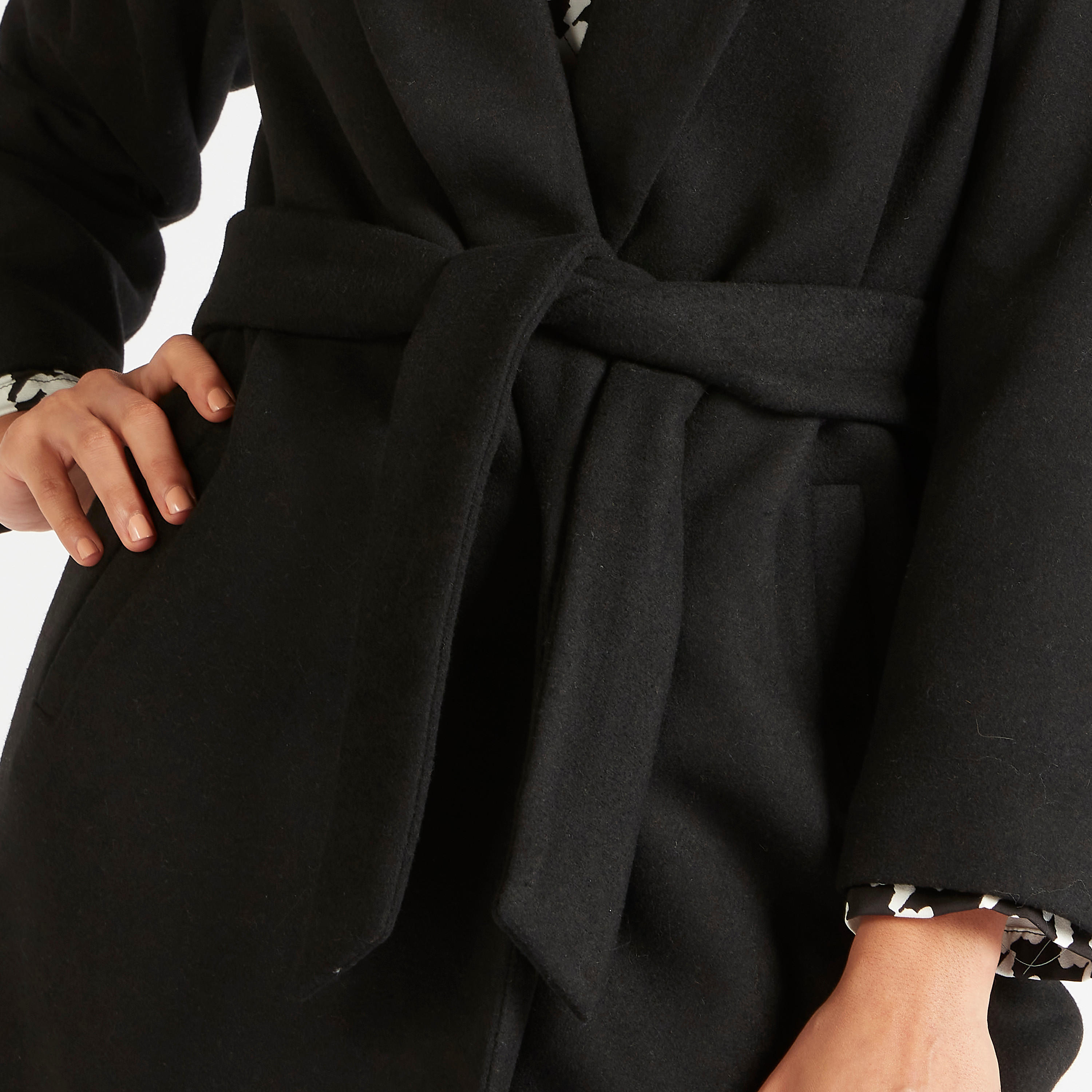 Textured Jacket with Lapel Collar and Tie Up-women-winterwear-coatsandjackets-jackets-image-3