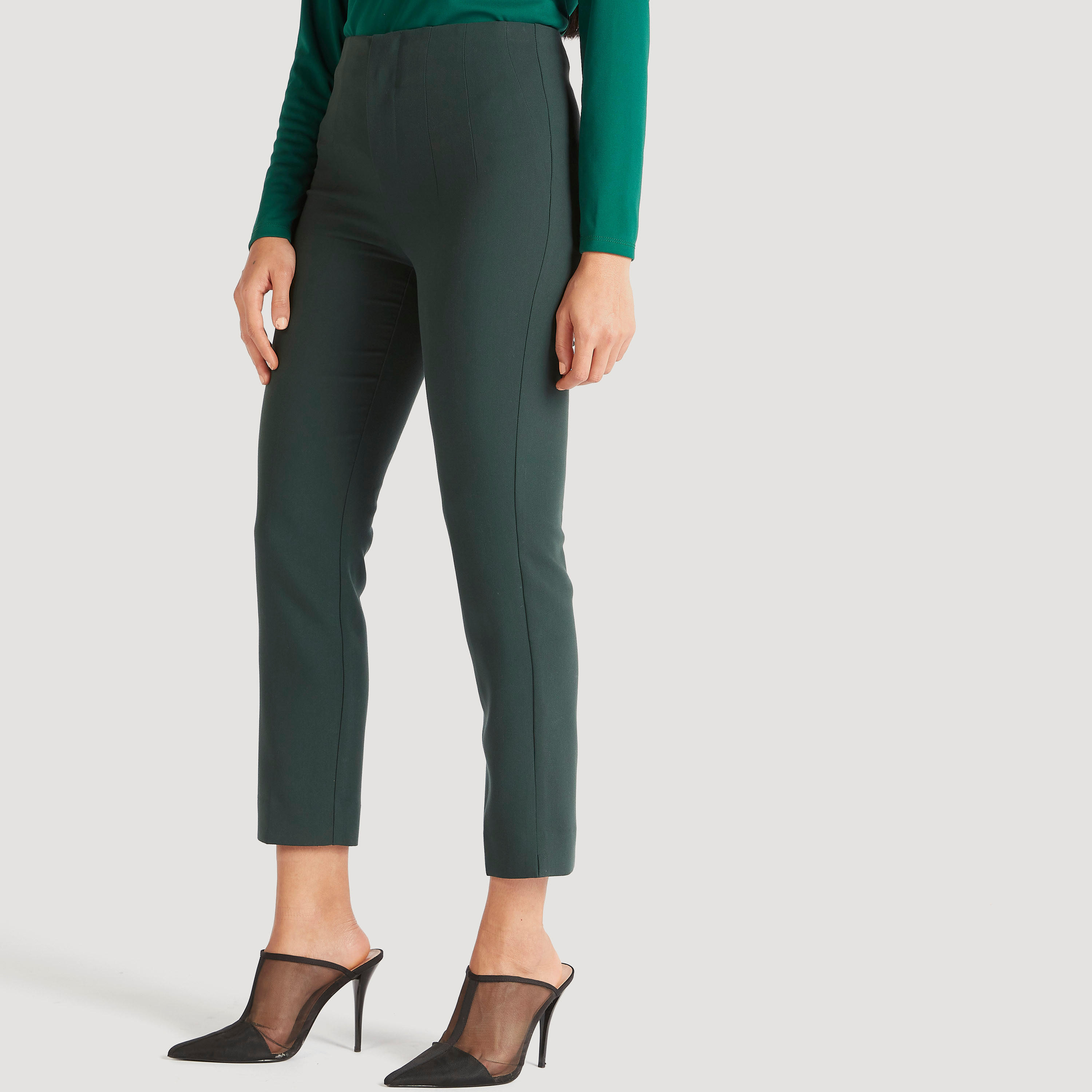 Solid Slim Fit Cropped Trousers with Zip Closure-women-clothing-bottoms-trousers-image-1
