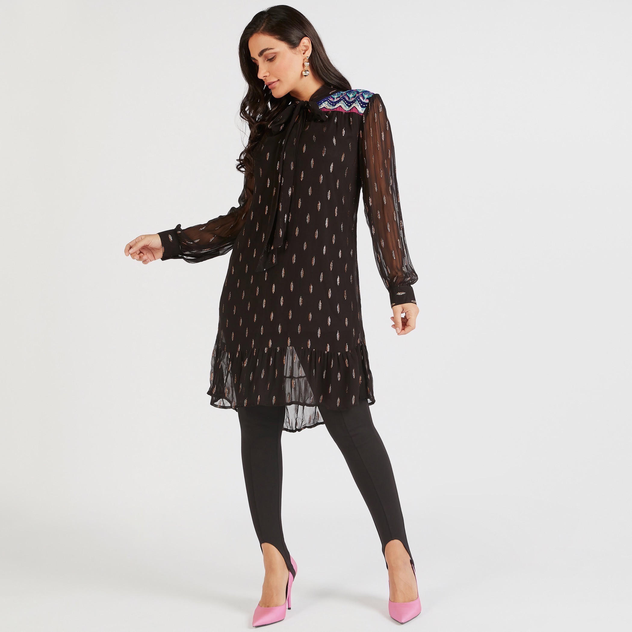 تونيك بأكمام طويلة وياقة بأربطة وطبعات-women-clothing-shirtsandblouses-blouses-image-2