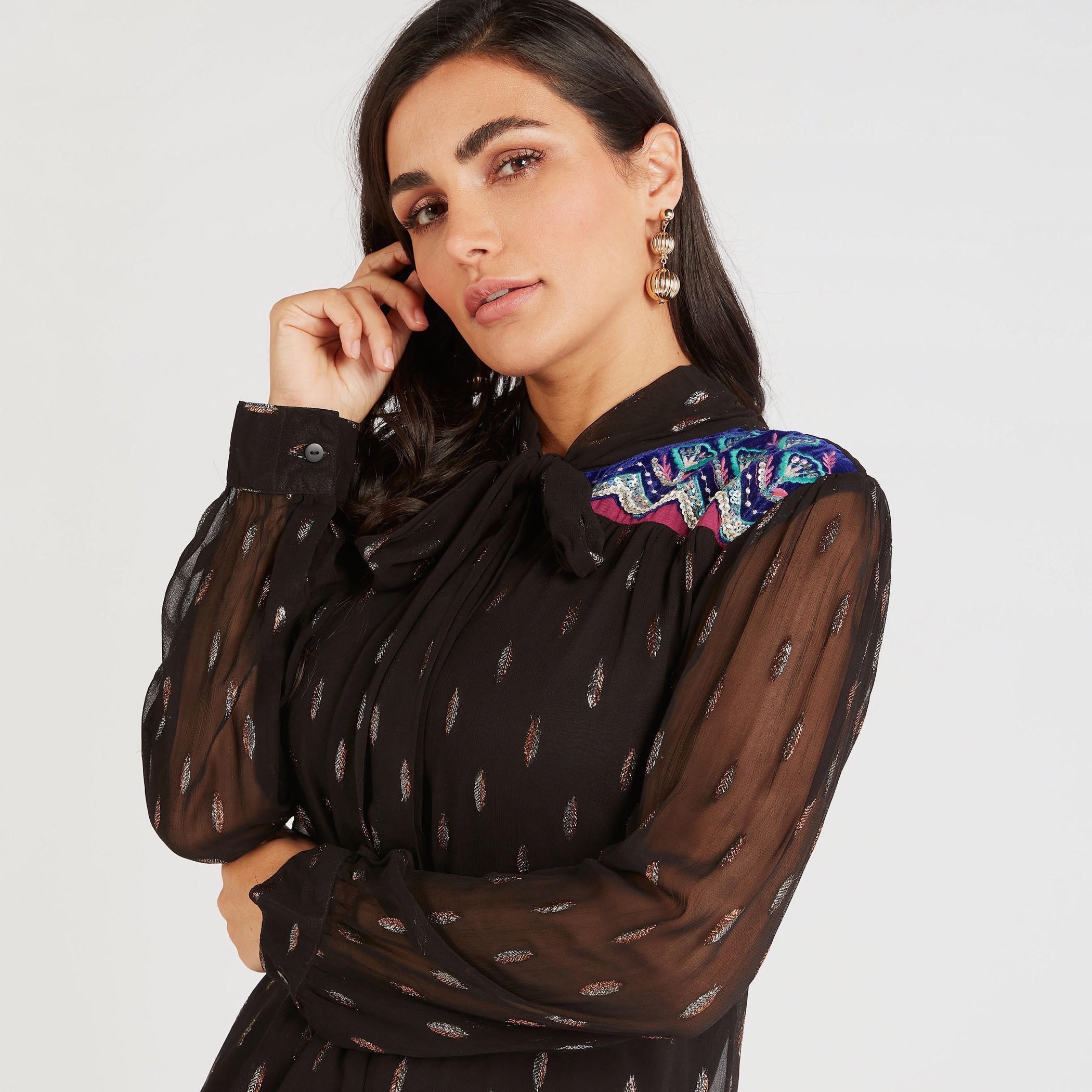تونيك بأكمام طويلة وياقة بأربطة وطبعات-women-clothing-shirtsandblouses-blouses-image-5