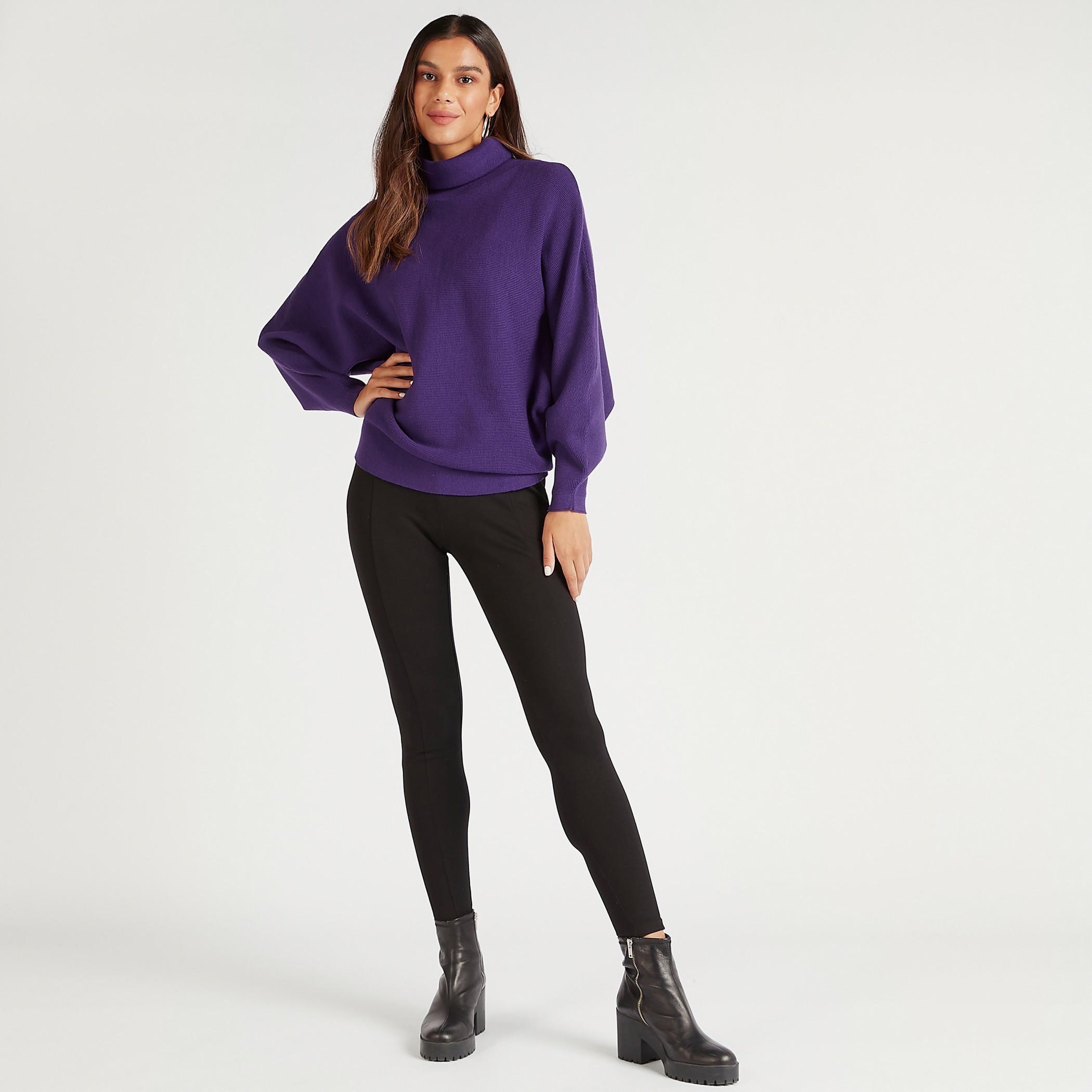 كنزة سادة بياقة عالية وأكمام طويلة-women-clothing-cardigansandjumpers-jumpers-image-2