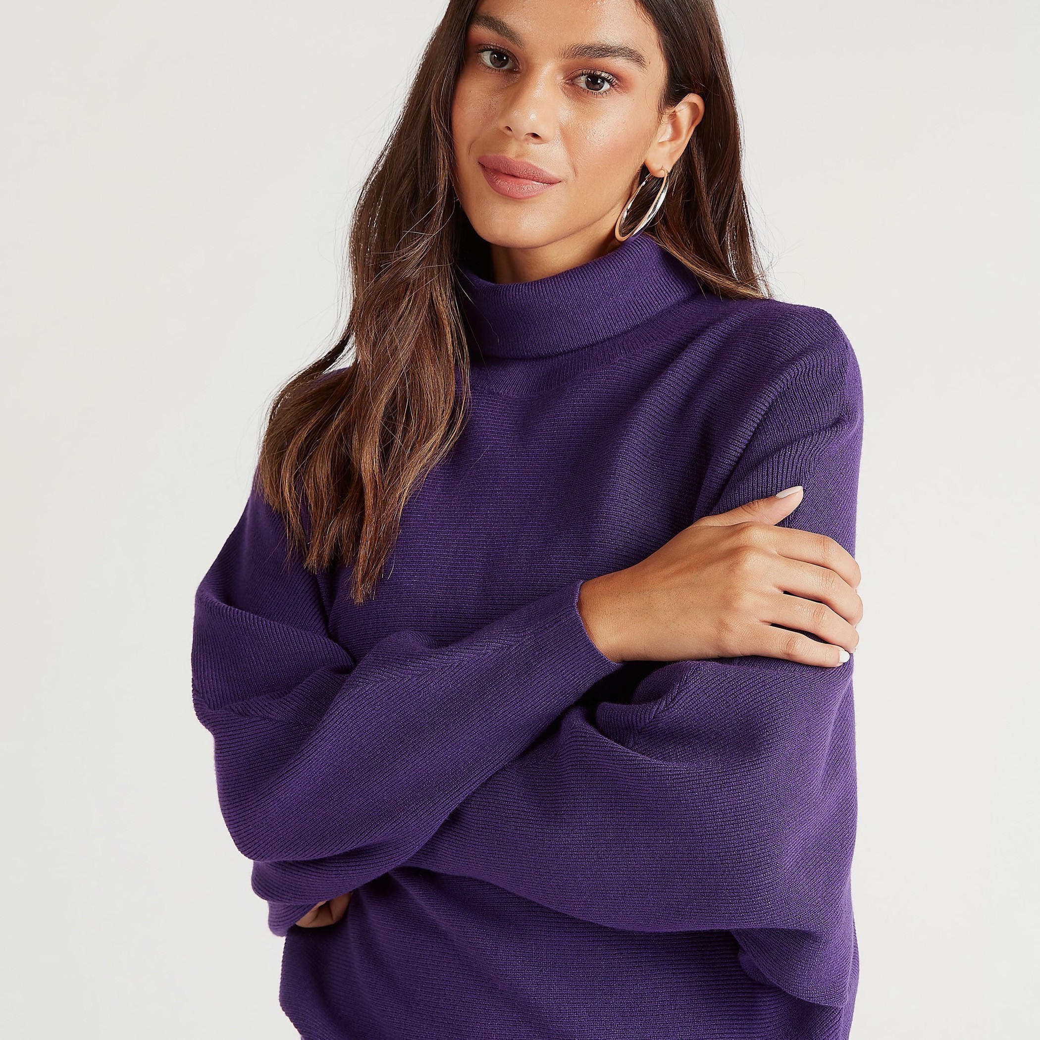 كنزة سادة بياقة عالية وأكمام طويلة-women-clothing-cardigansandjumpers-jumpers-image-3