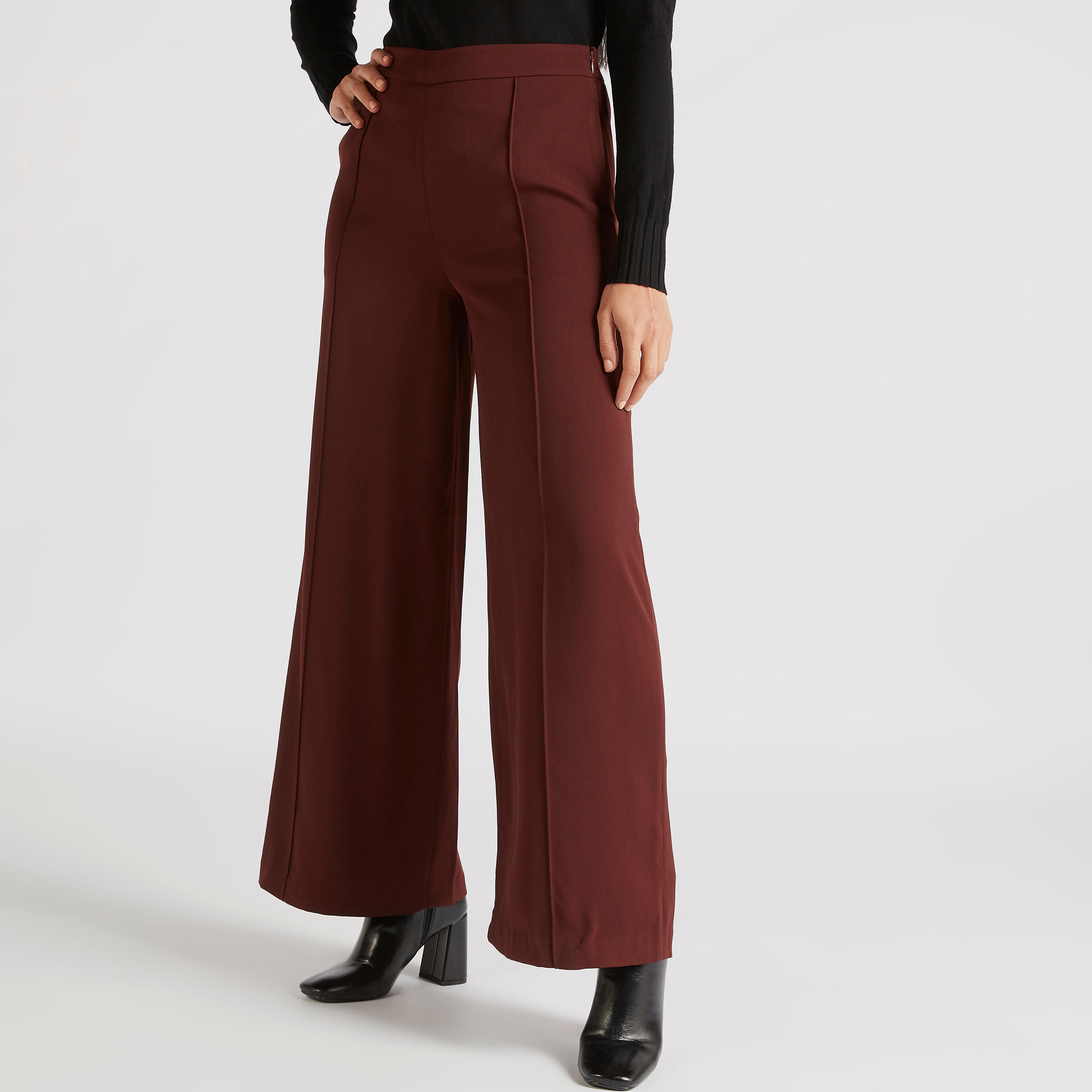Solid Mid-Rise Palazzo Pants with Zip Closure-women-clothing-bottoms-trousers-image-1