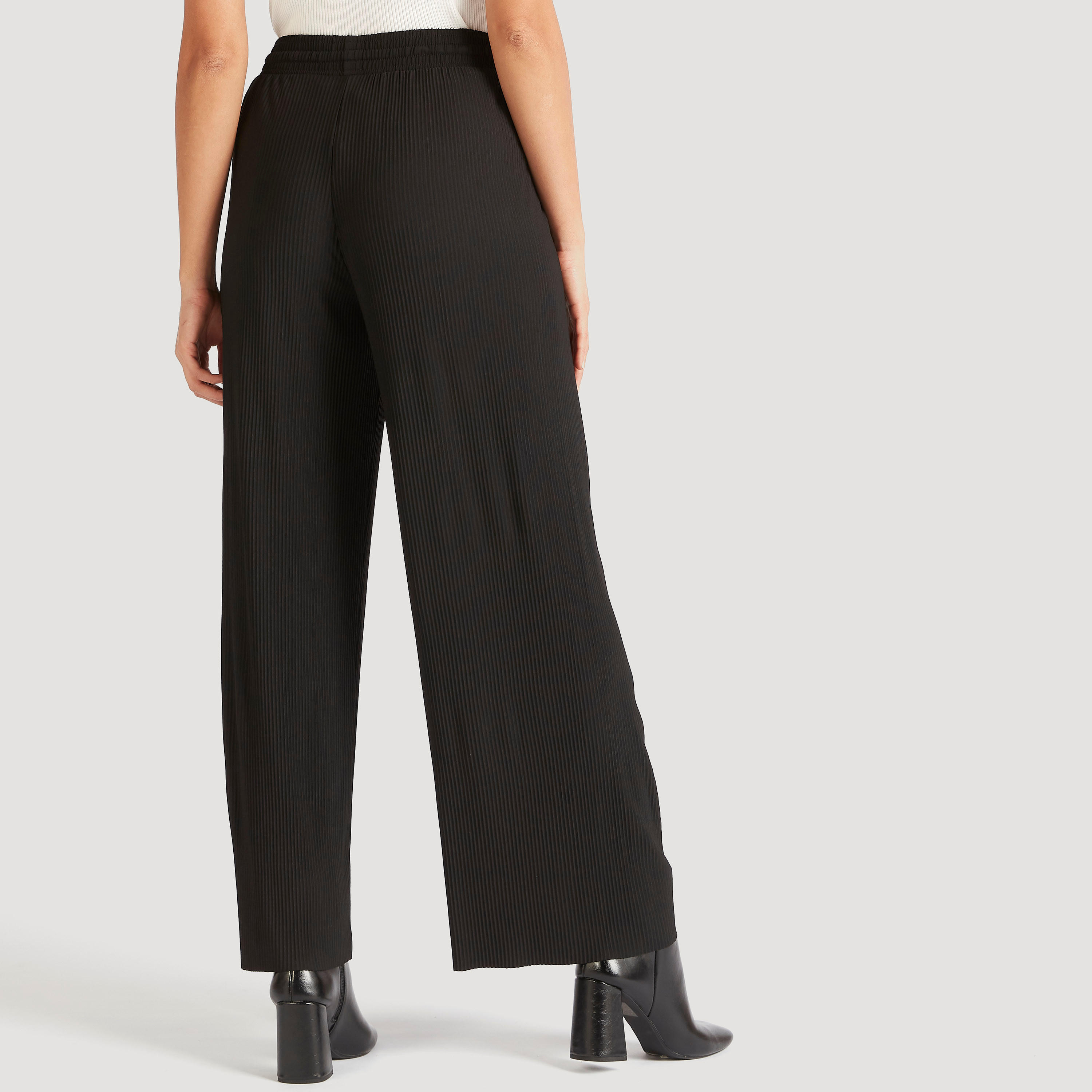 Ribbed Wide Leg Trousers with Drawstring Closure-women-clothing-bottoms-trousers-image-4