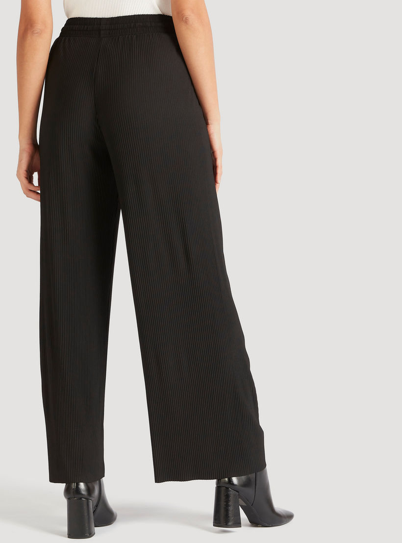 Ribbed Wide Leg Trousers with Drawstring Closure-women-clothing-bottoms-trousers-image-4
