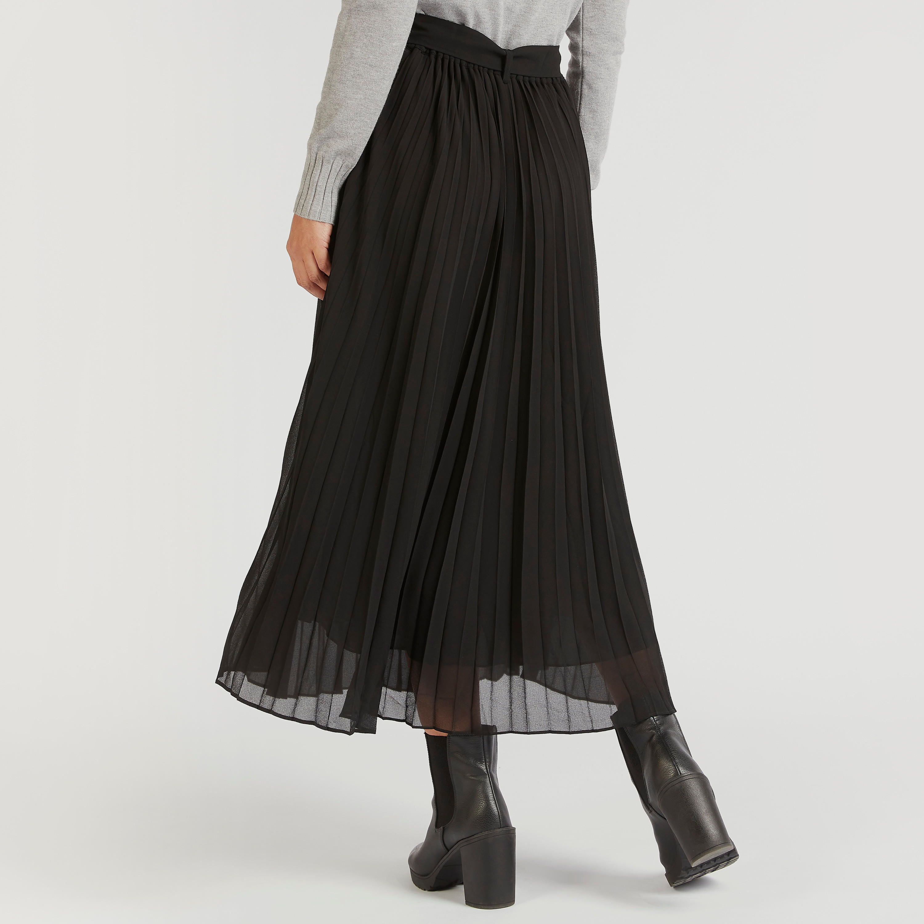 تنّورة طويلة إيه لاين بكُسرات مع حزام-women-clothing-bottoms-skirts-image-4