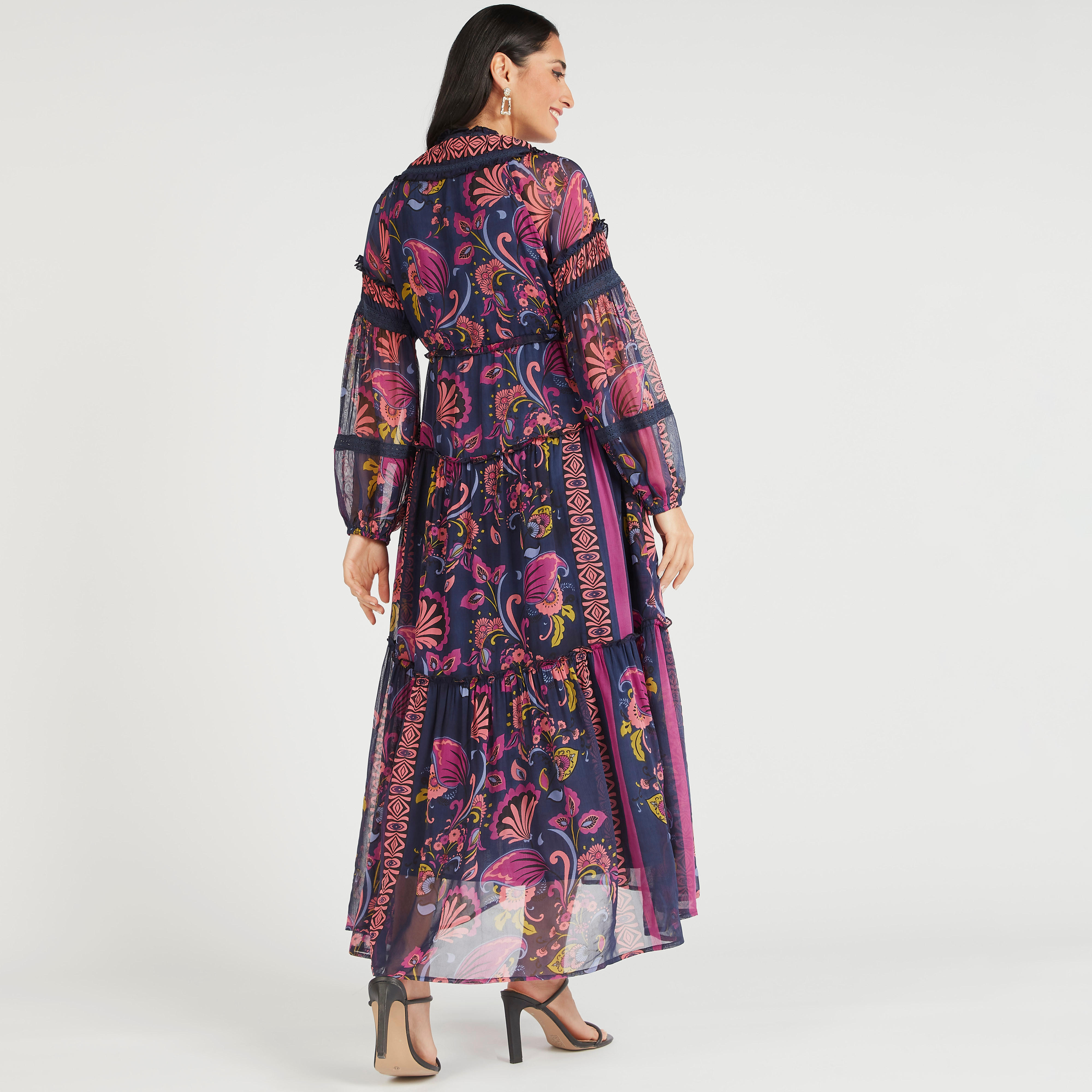 فستان إيه لاين طويل بكشكش وتفاصيل أربطة-women-clothing-dresses-image-4