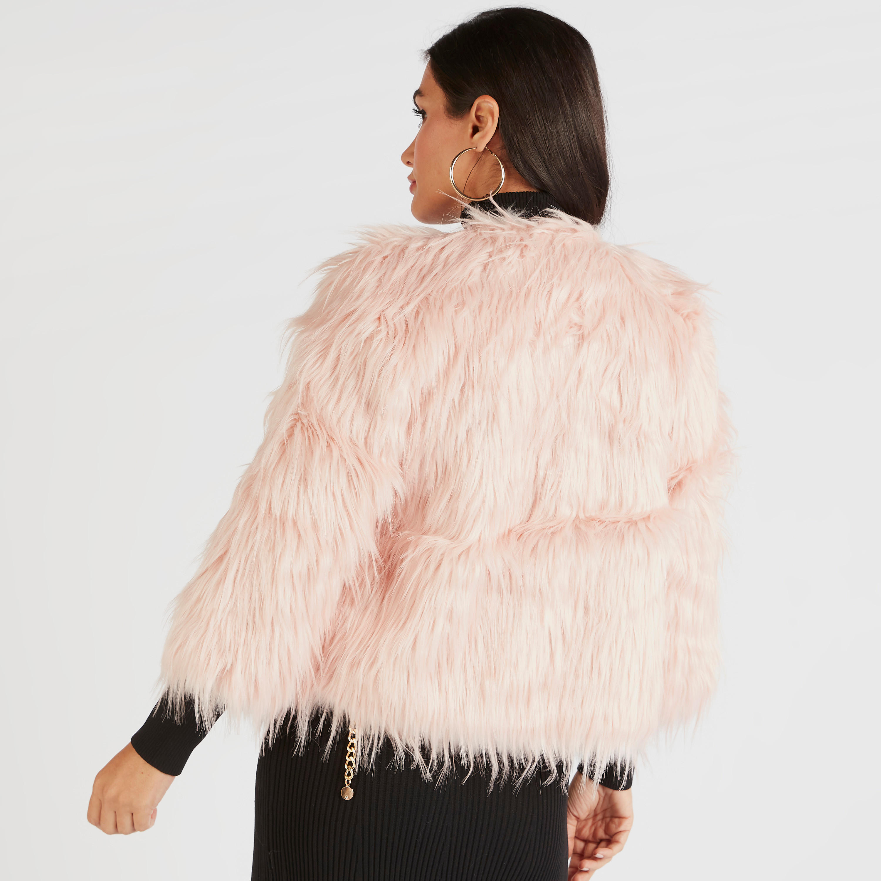 جاكيت فرو صناعي بارز الملمس بأكمام طويلة-women-winterwear-coatsandjackets-jackets-image-4