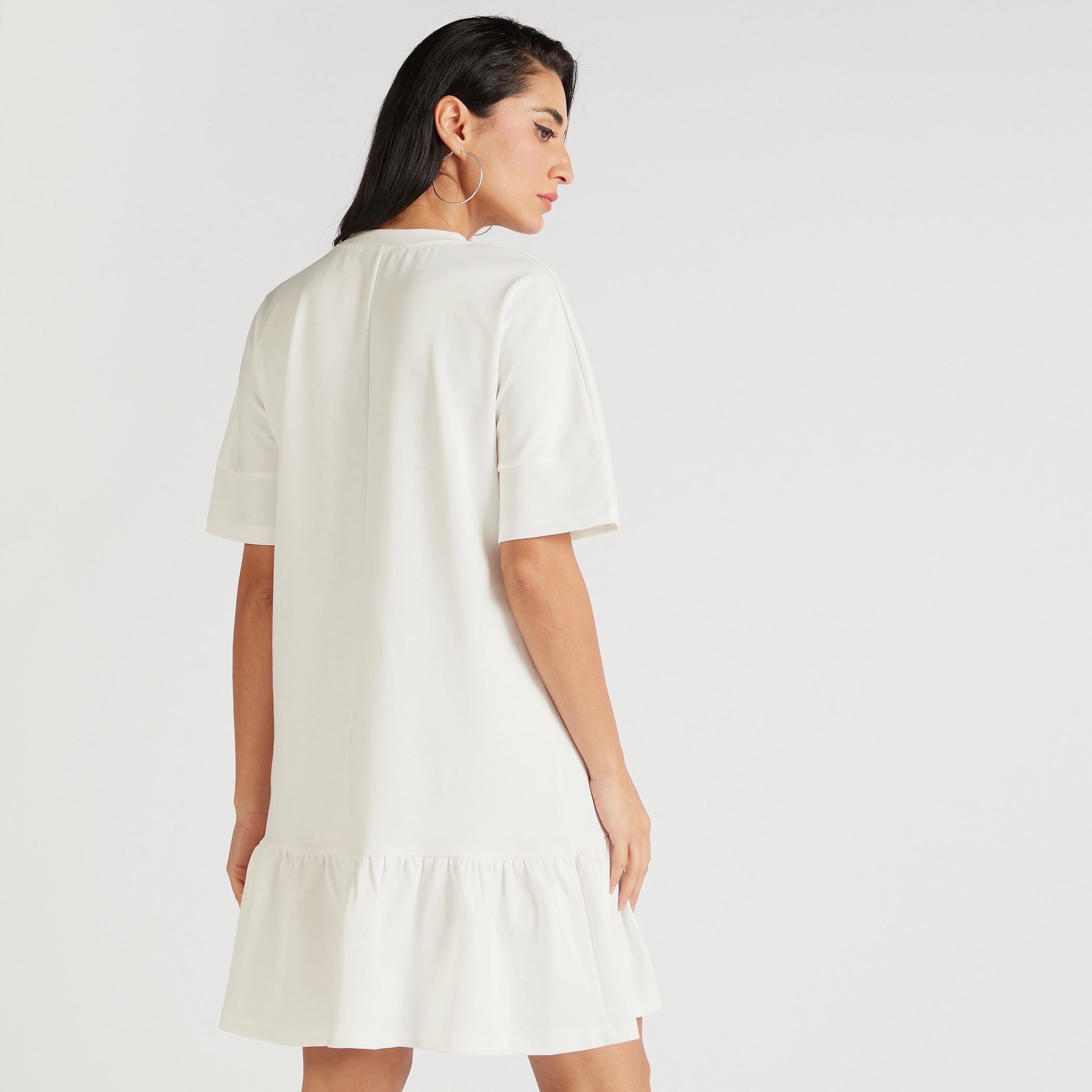 Solid Mini Shift Dress with Short Sleeves-women-clothing-dresses-image-4
