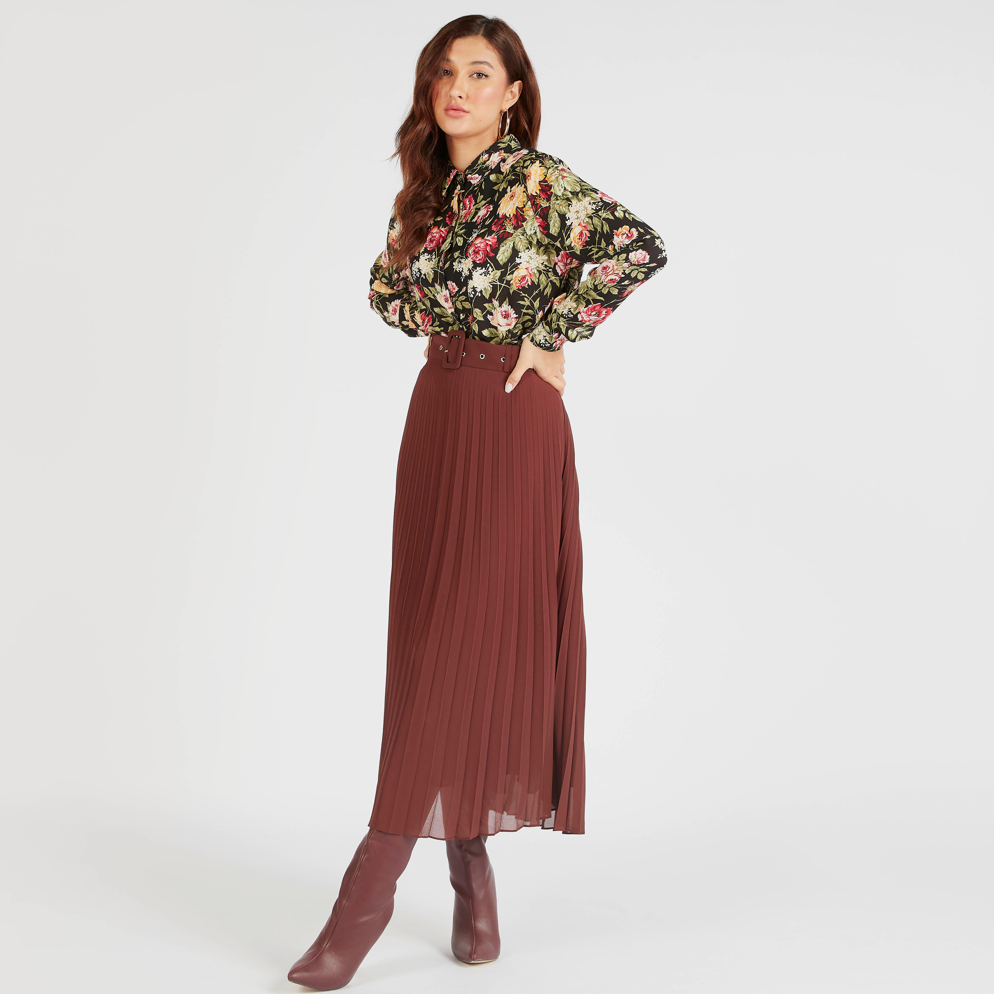 قميص بأكمام طويلة وزر إغلاق وطبعات زهور-women-clothing-shirtsandblouses-shirts-image-2