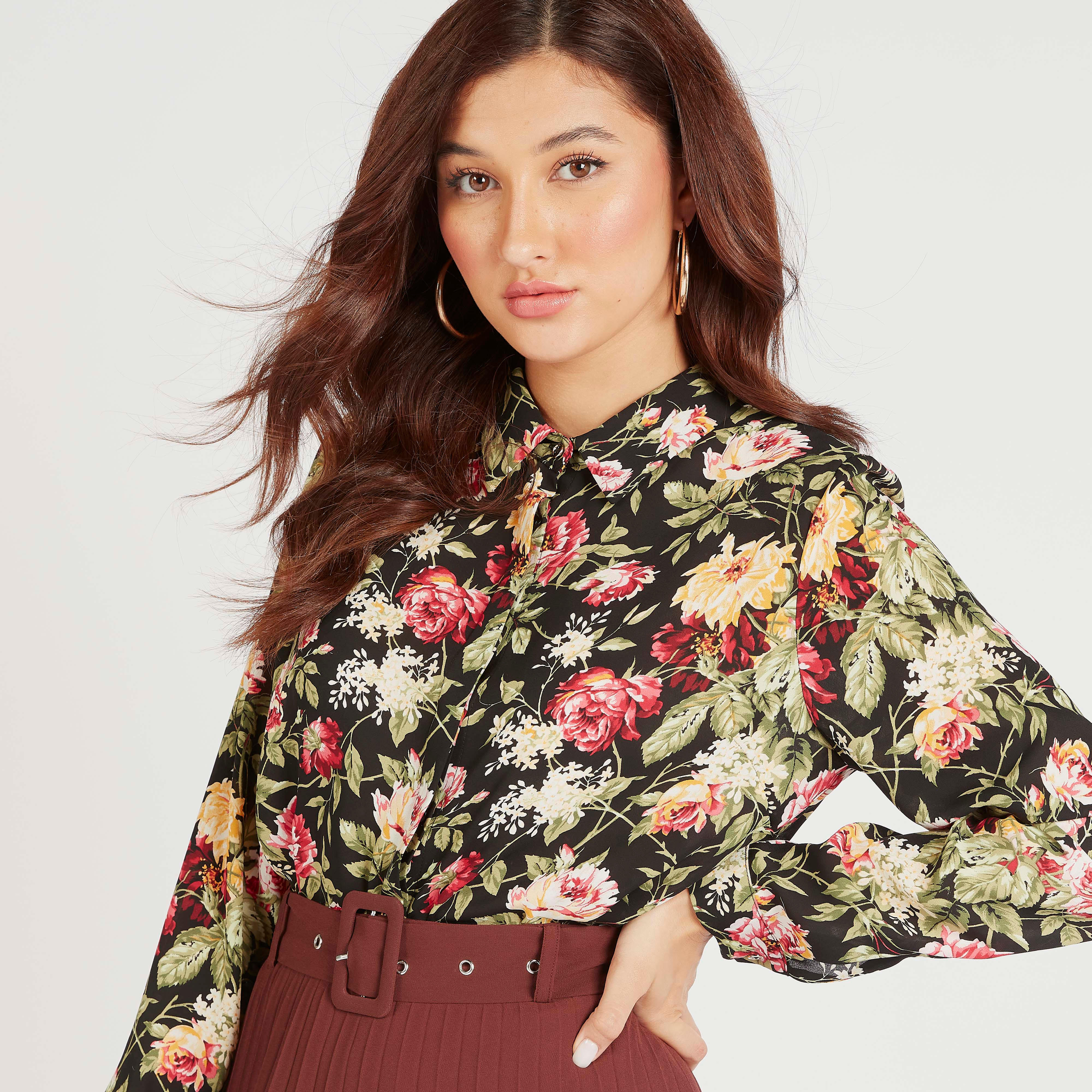 قميص بأكمام طويلة وزر إغلاق وطبعات زهور-women-clothing-shirtsandblouses-shirts-image-5