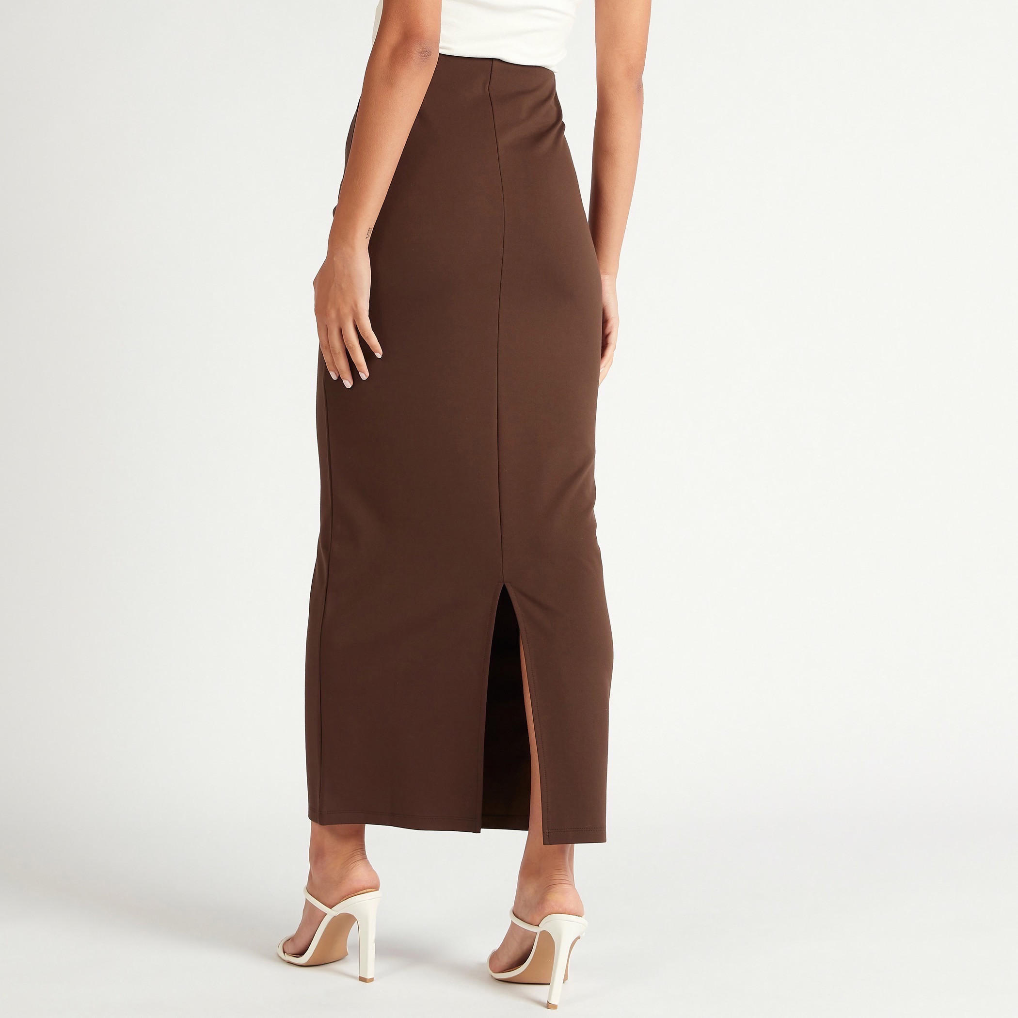 Solid Maxi Pencil Skirt with Slit Detail-women-clothing-bottoms-skirts-image-4