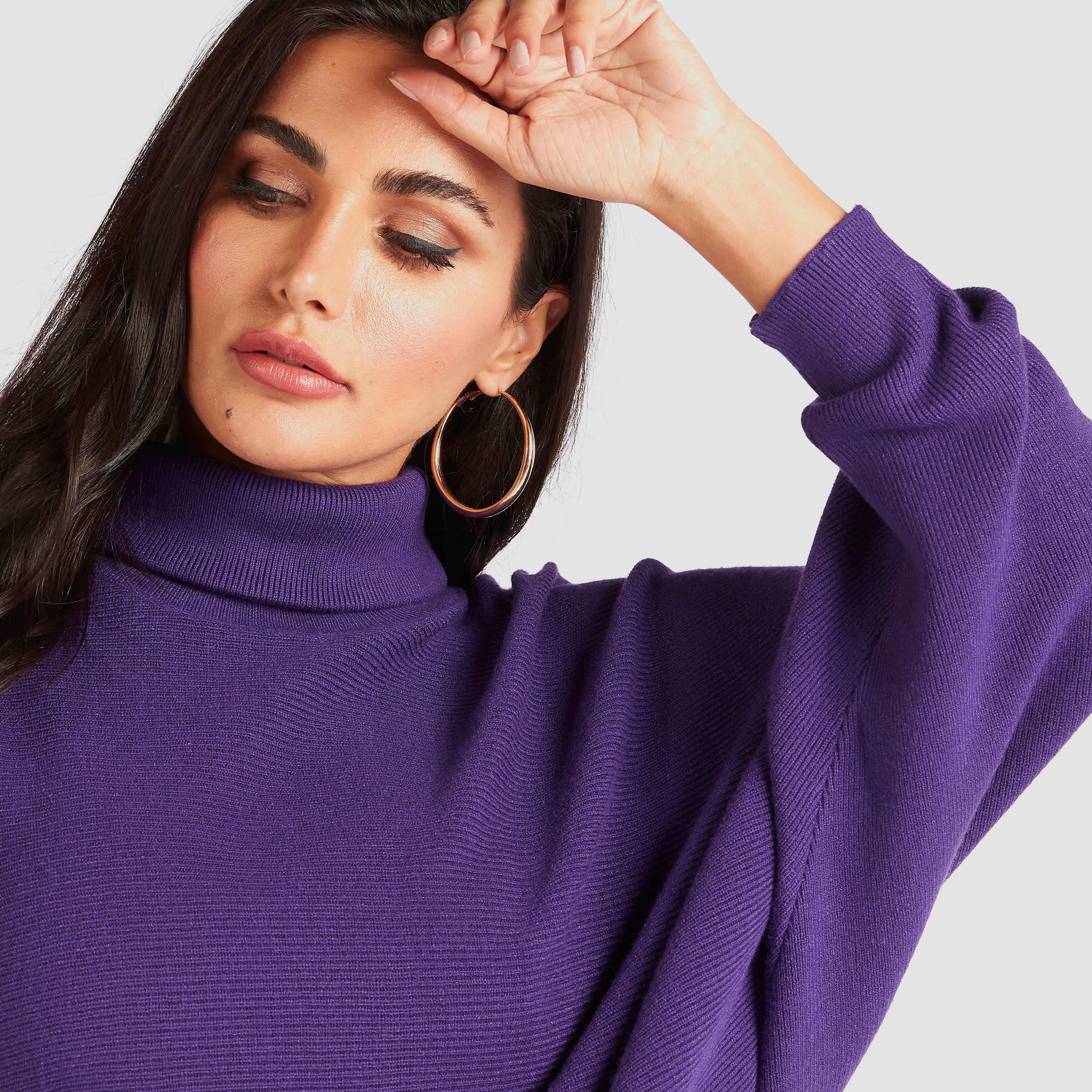 Textured Sweater with Turtle Neck and Long Sleeves-women-clothing-cardigansandjumpers-jumpers-image-3