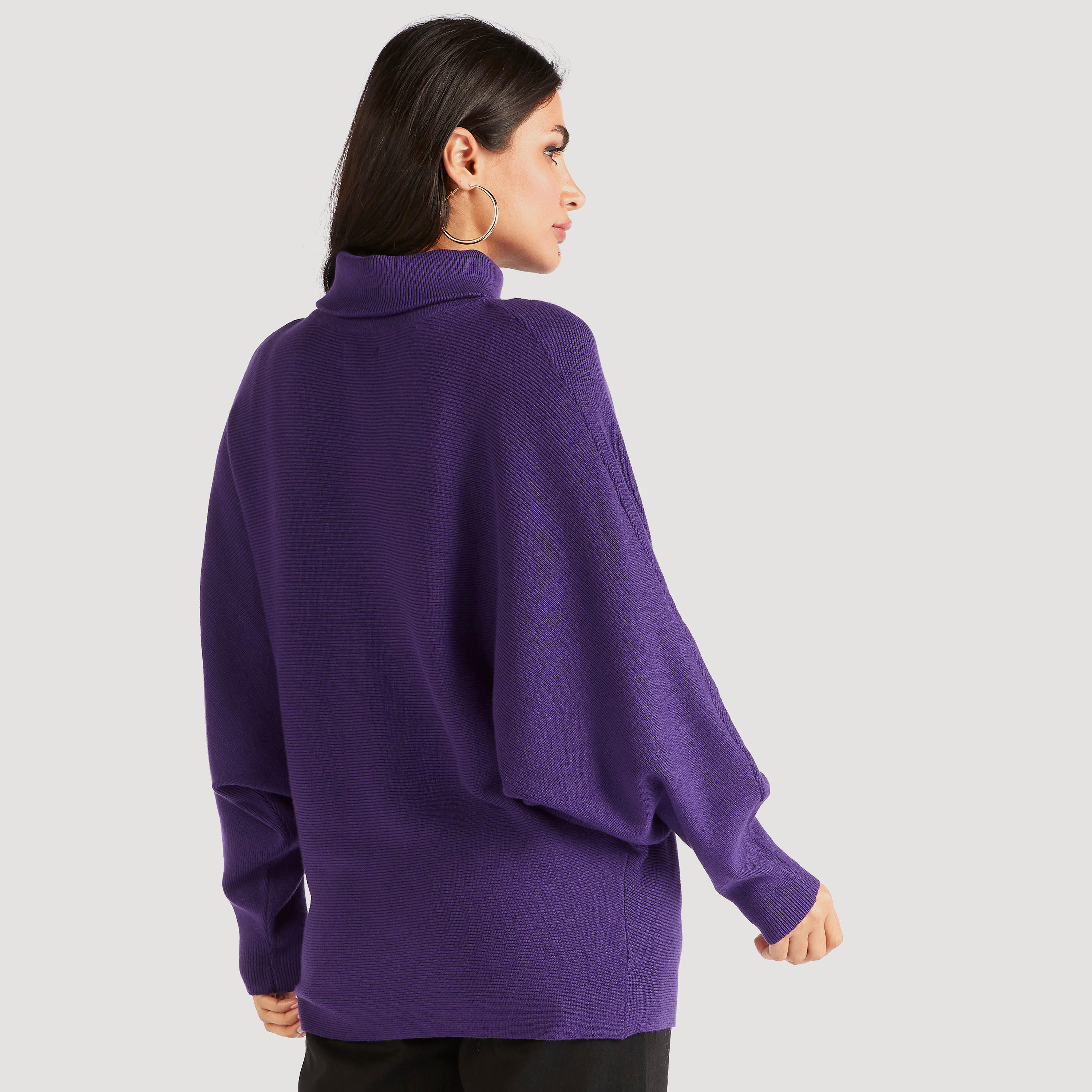 Textured Sweater with Turtle Neck and Long Sleeves-women-clothing-cardigansandjumpers-jumpers-image-4