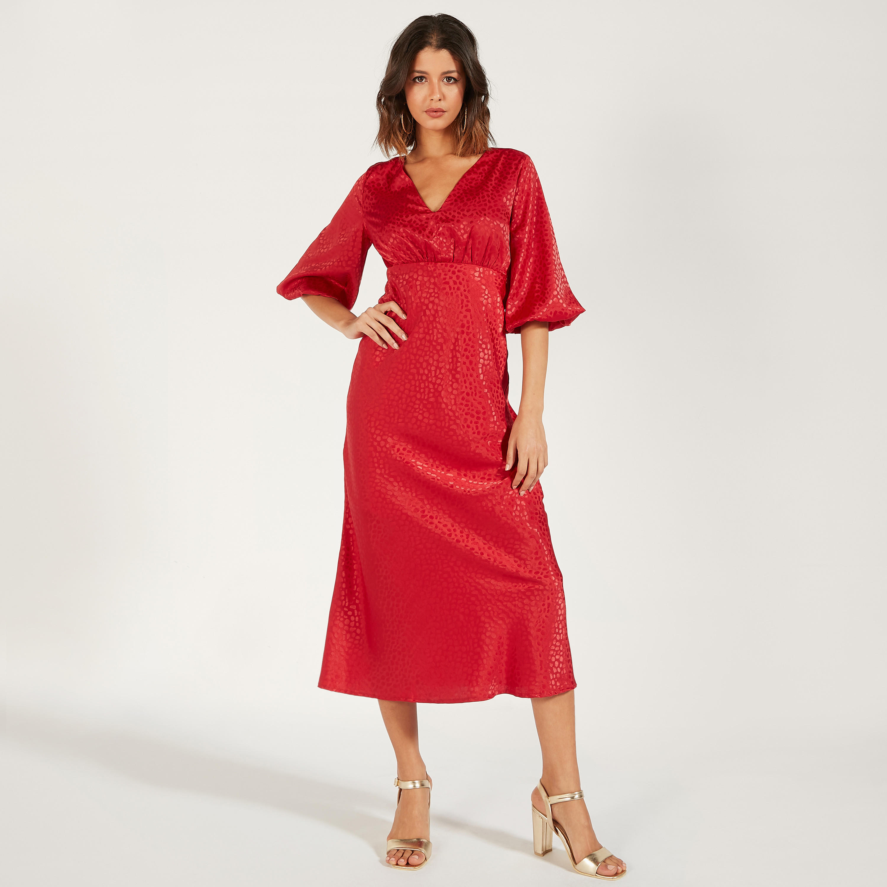All-Over Animal Print Midi Dress with Short Sleeves and Zip Closure-women-clothing-dresses-image-7