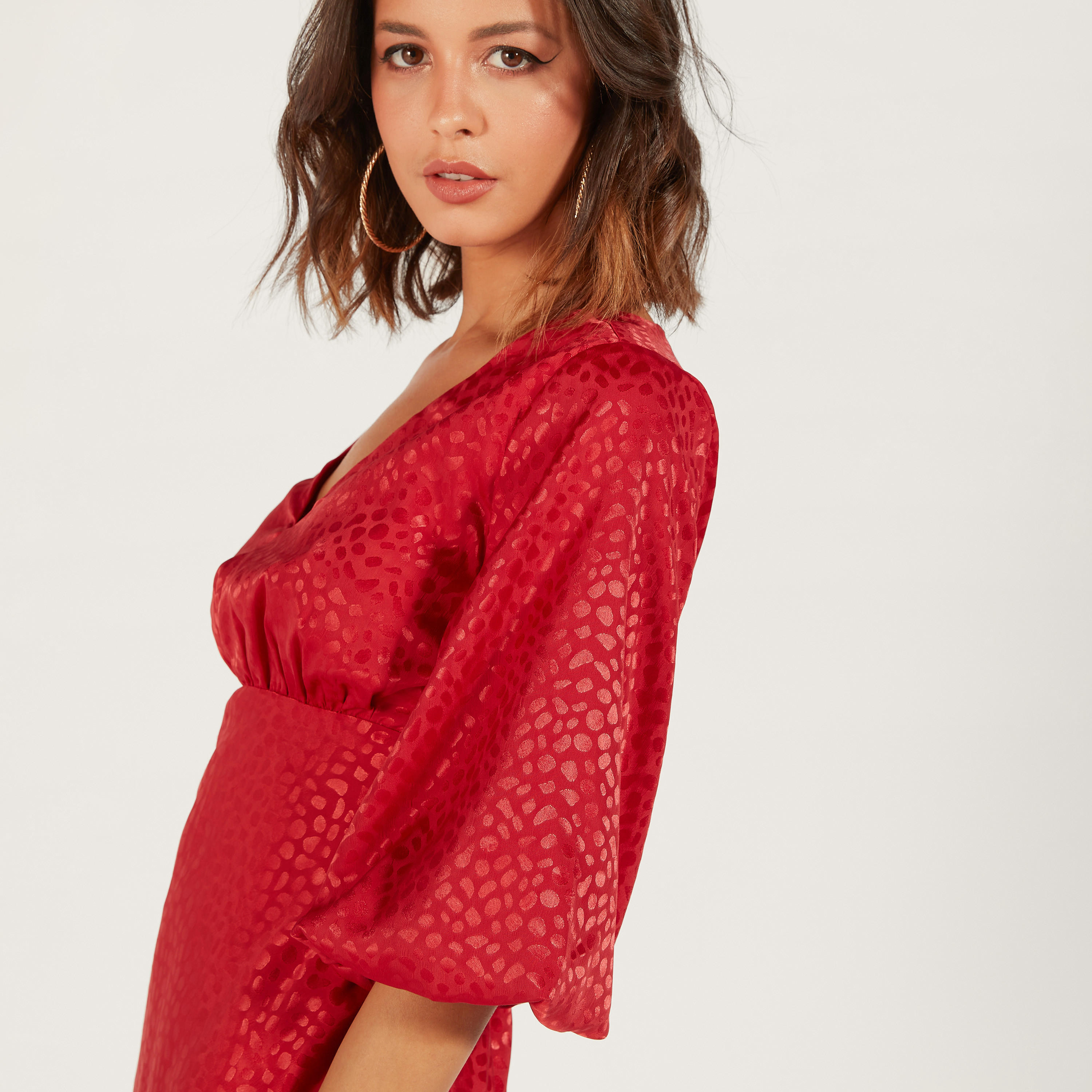 All-Over Animal Print Midi Dress with Short Sleeves and Zip Closure-women-clothing-dresses-image-8