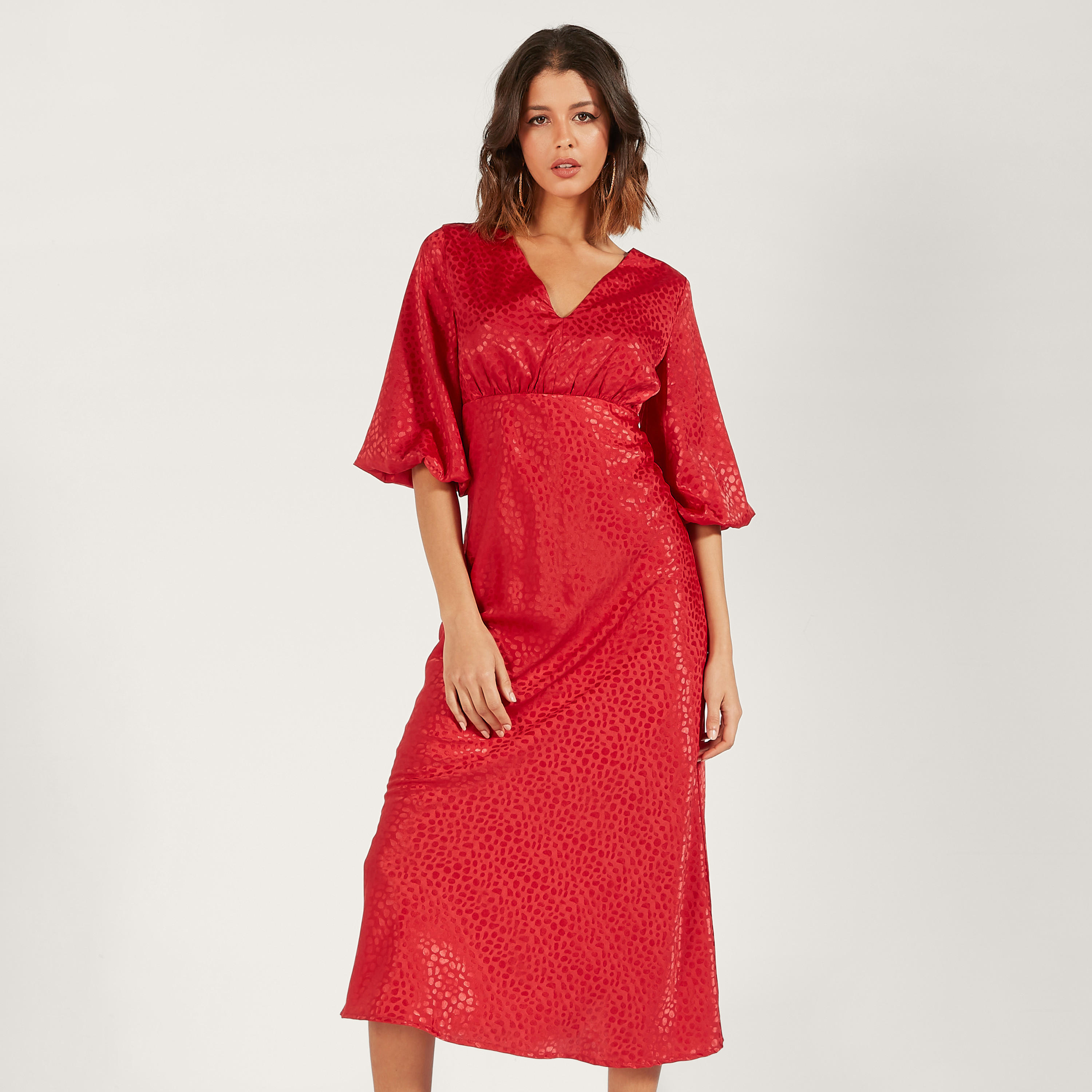 All-Over Animal Print Midi Dress with Short Sleeves and Zip Closure-women-clothing-dresses-image-9