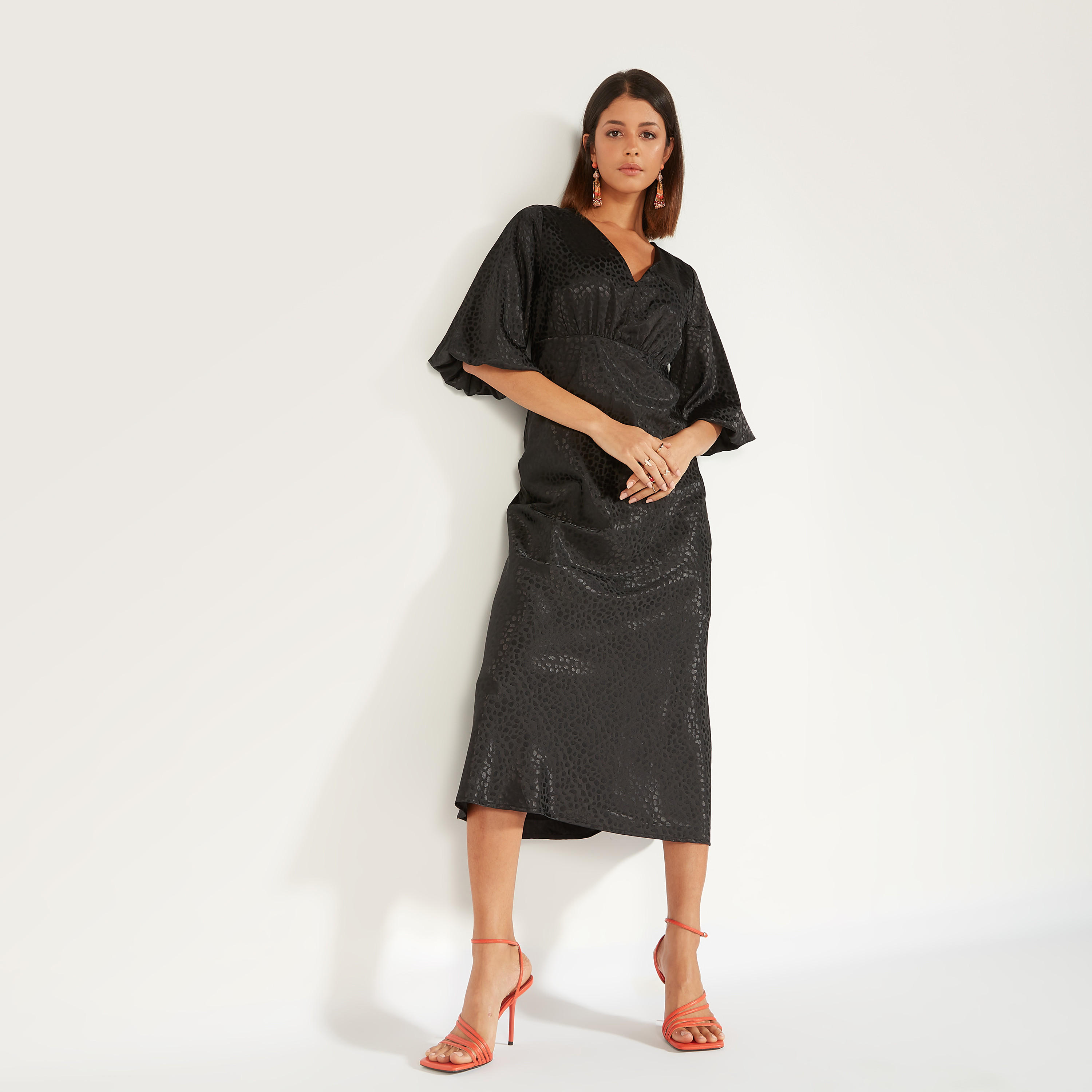 All-Over Animal Print Midi Dress with Short Sleeves and Zip Closure-women-clothing-dresses-image-1