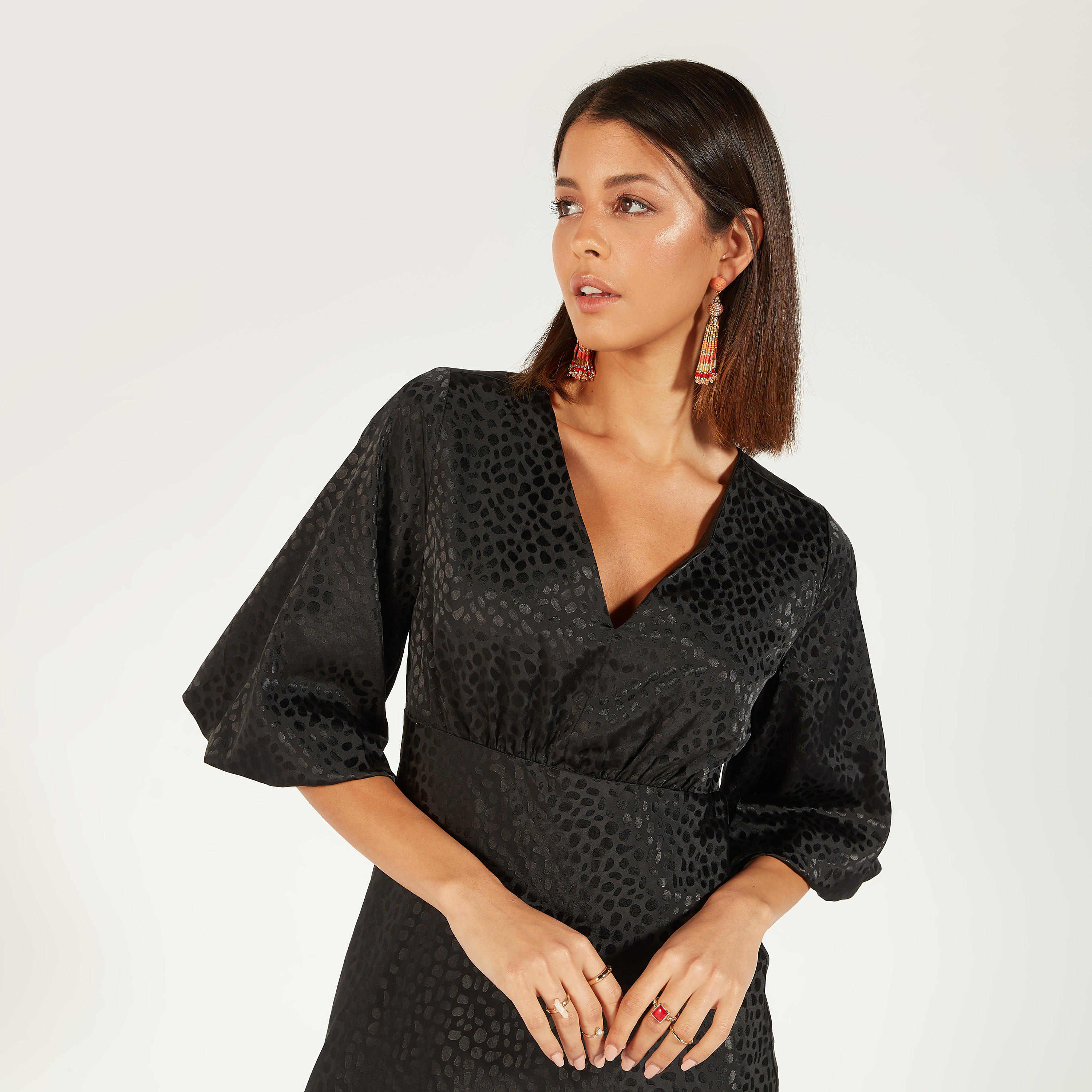 All-Over Animal Print Midi Dress with Short Sleeves and Zip Closure-women-clothing-dresses-image-2