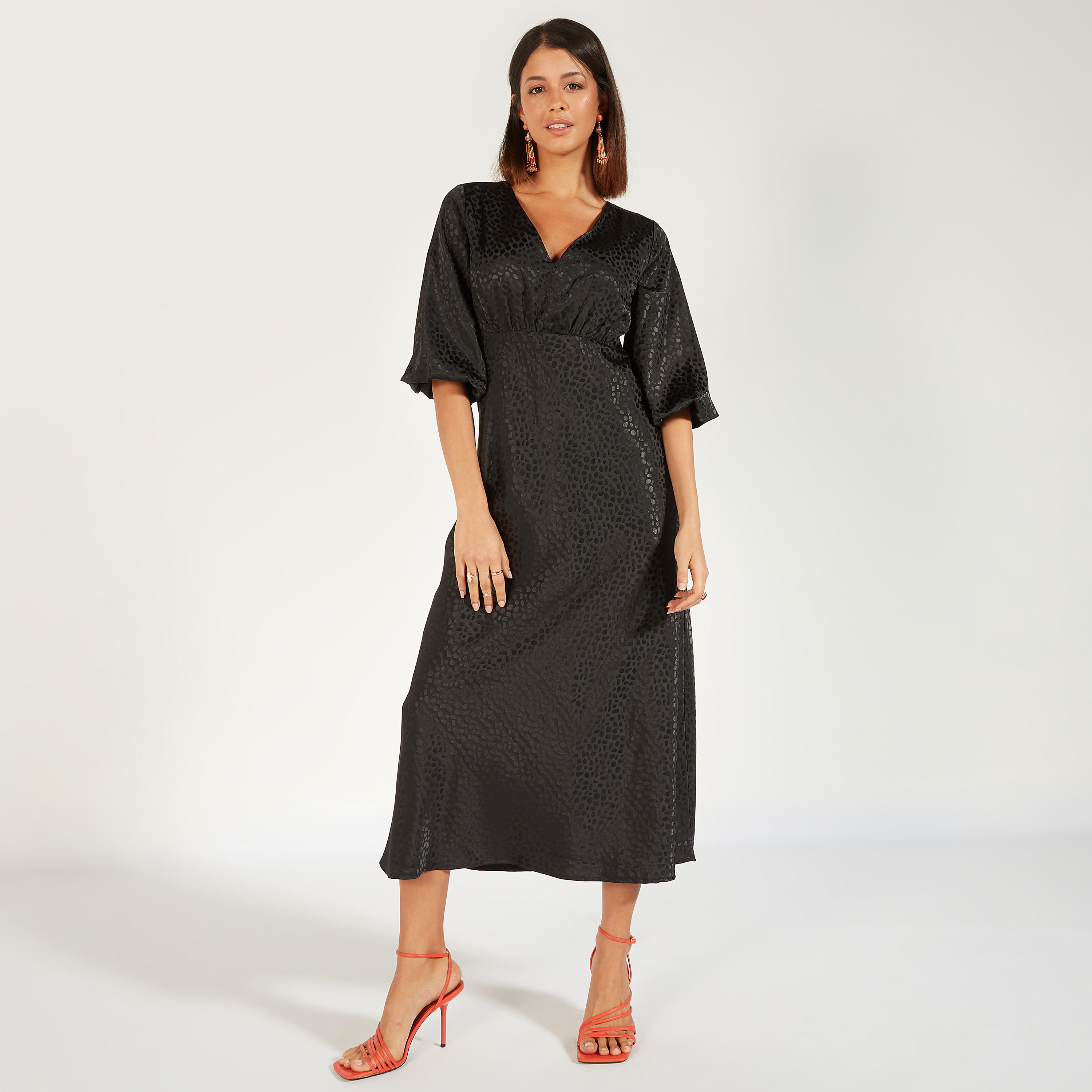 All-Over Animal Print Midi Dress with Short Sleeves and Zip Closure-women-clothing-dresses-image-3