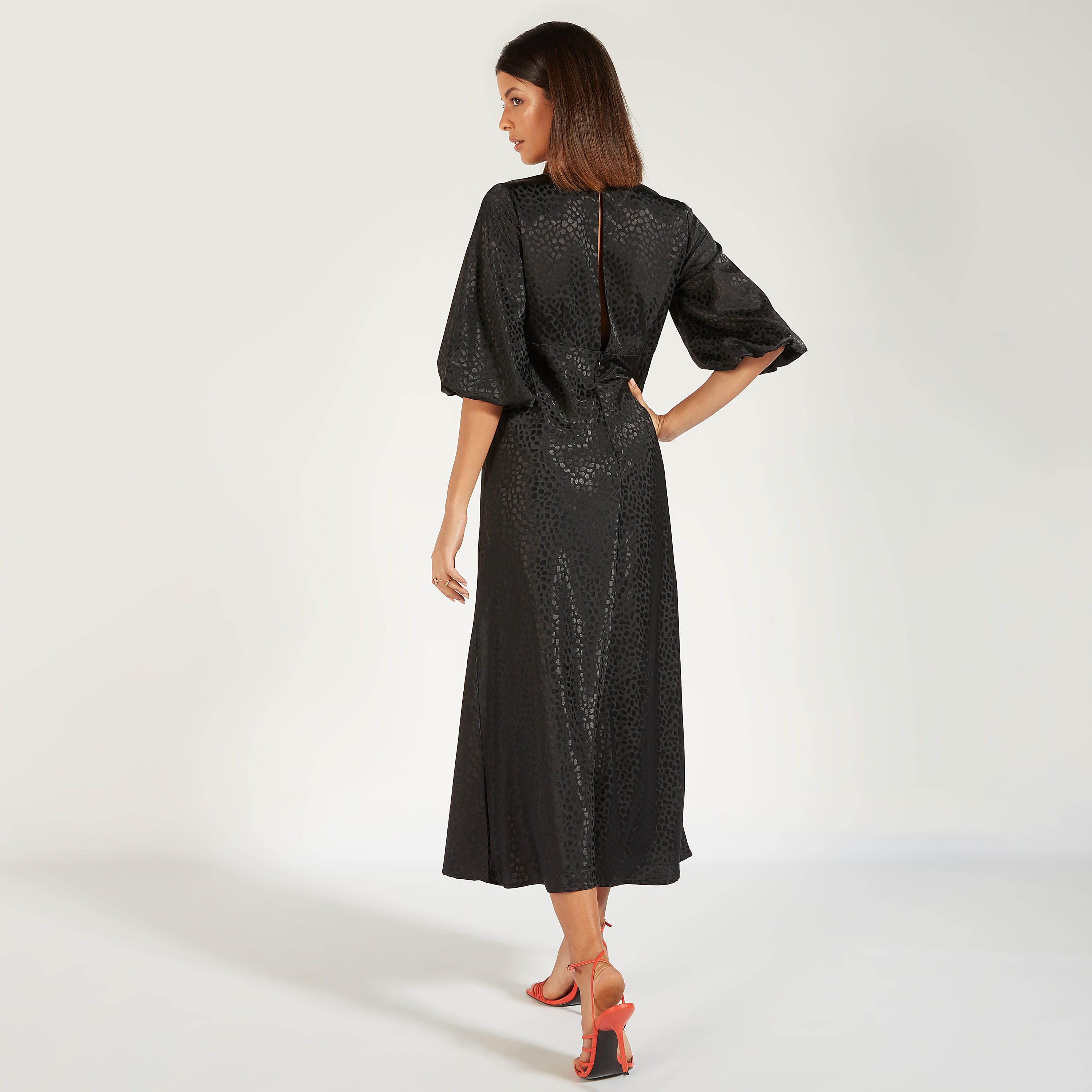 All-Over Animal Print Midi Dress with Short Sleeves and Zip Closure-women-clothing-dresses-image-4
