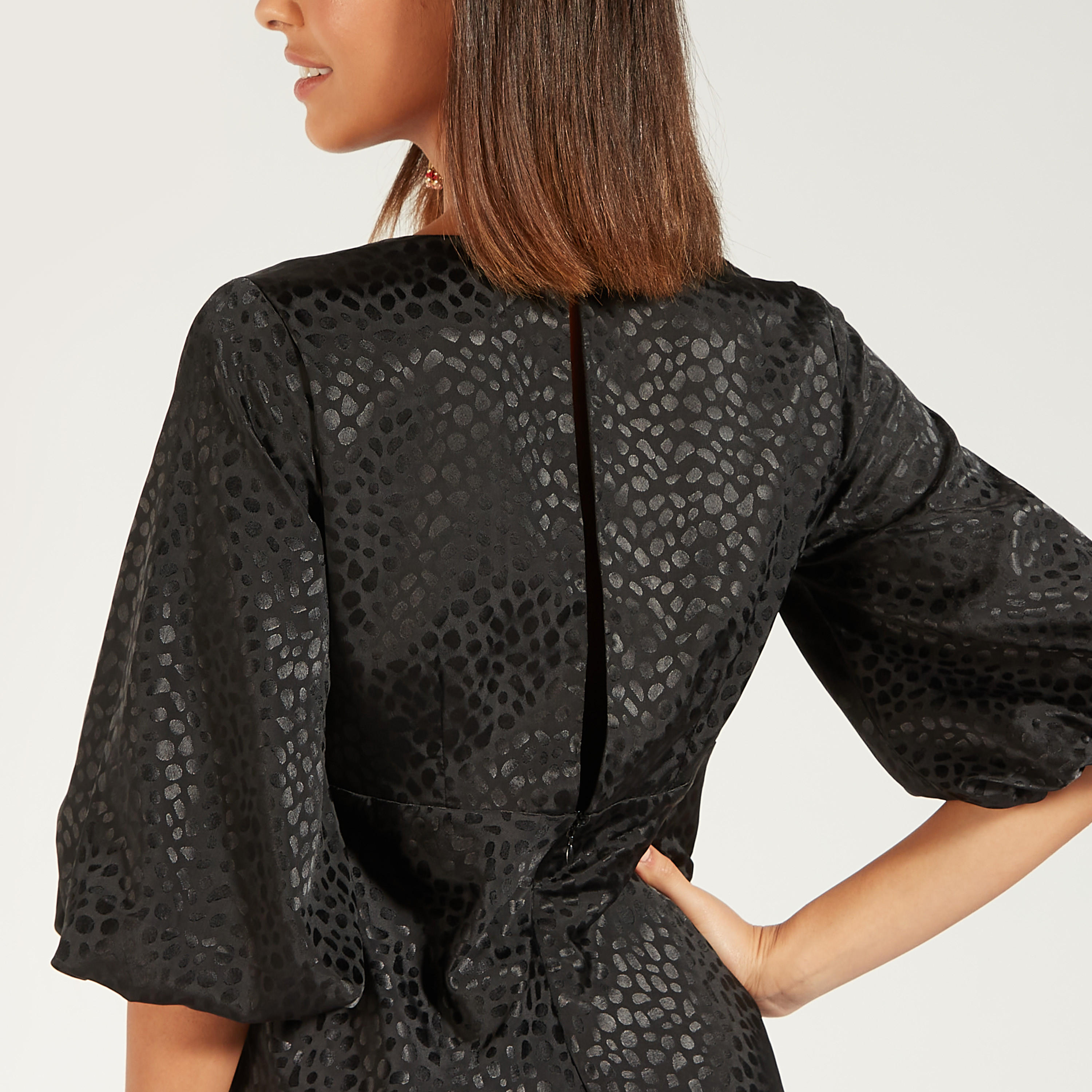 All-Over Animal Print Midi Dress with Short Sleeves and Zip Closure-women-clothing-dresses-image-6
