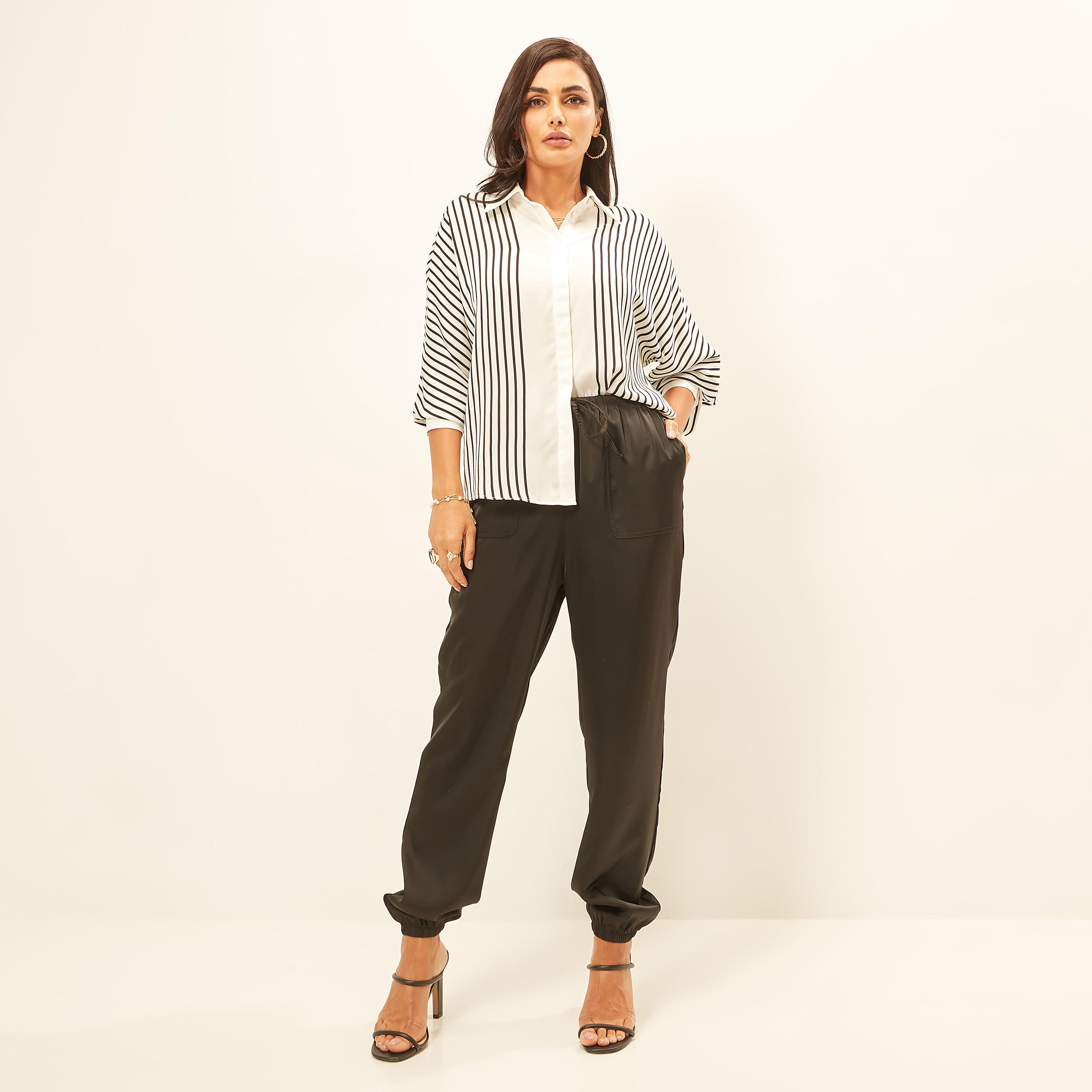 Striped Button Up Shirt with Long Sleeves-women-clothing-shirtsandblouses-shirts-image-2