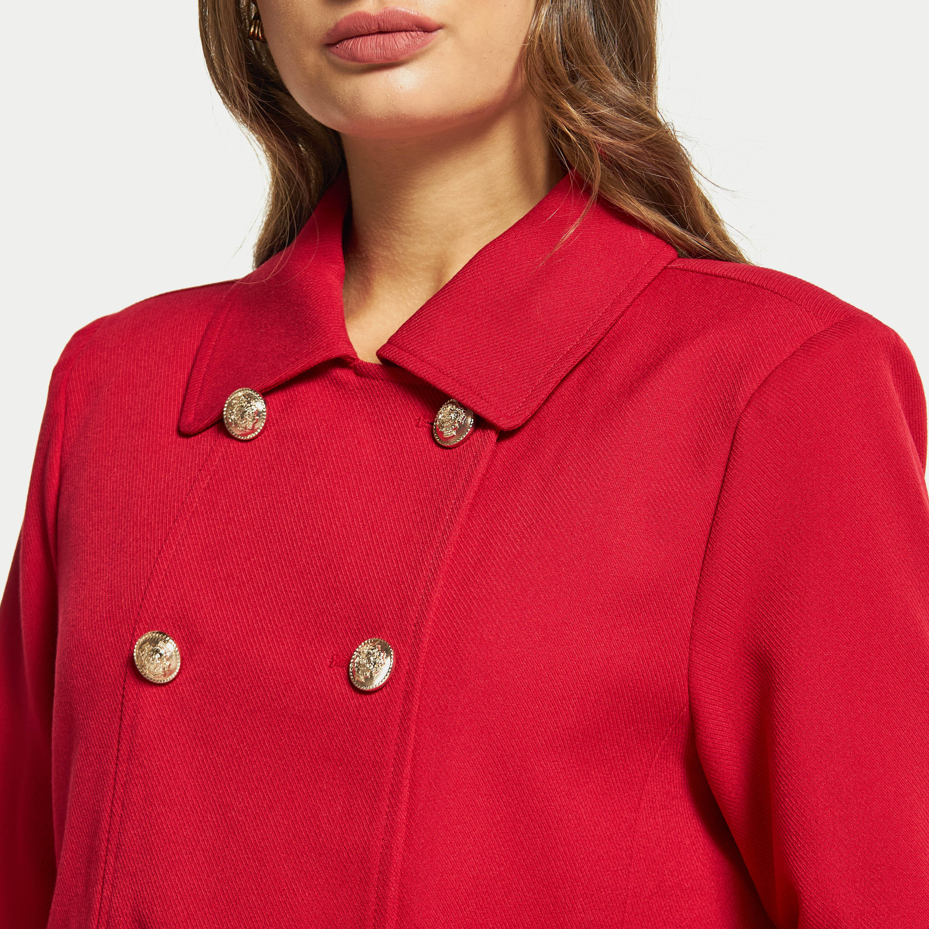 معطف سادة بأزرار وياقة قطيفة فضفاضة-women-winterwear-coatsandjackets-coats-image-8