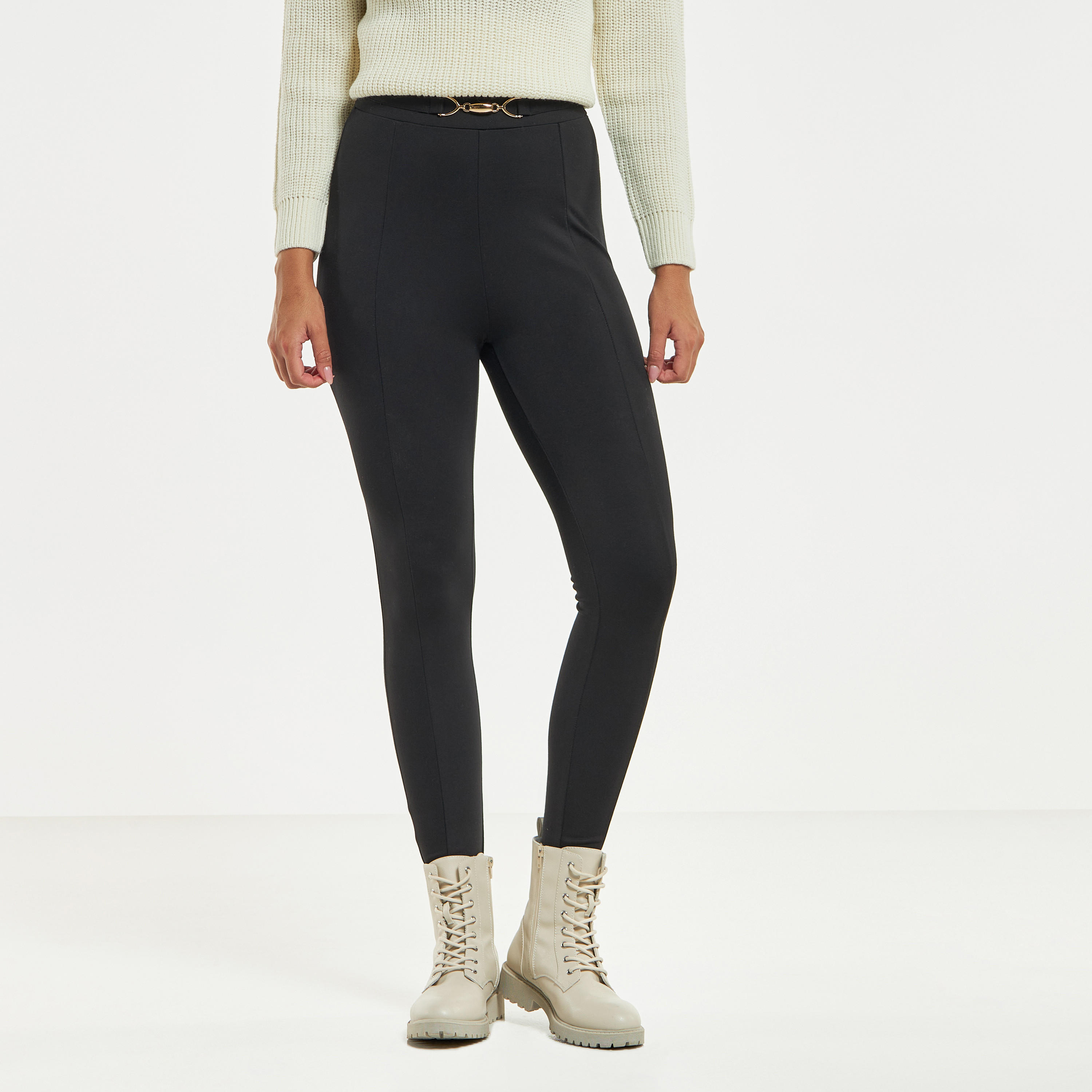 بنطلون تريقنز بخصر بزينة إبزيم-women-clothing-bottoms-leggings-image-1