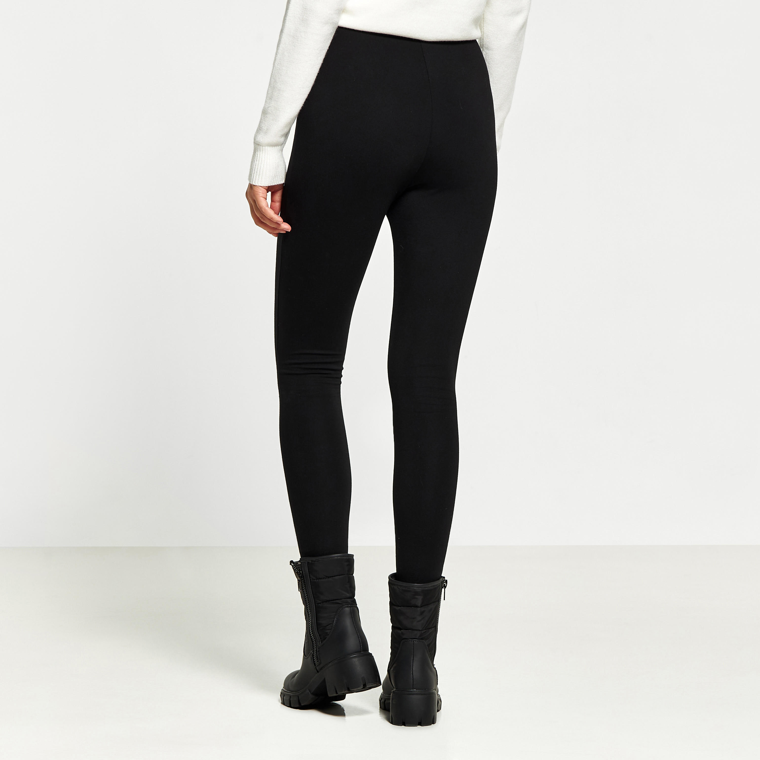 بنطلون بونتي بخصر مطّاطي وزر إغلاق-women-clothing-bottoms-leggings-image-3