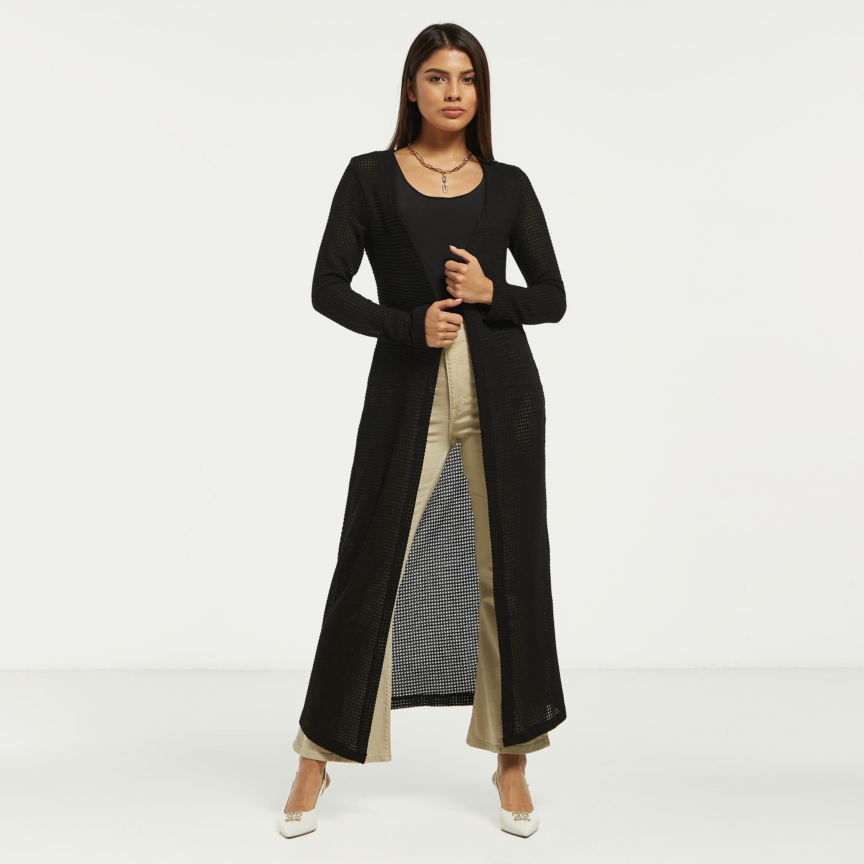 سترة طويلة بارزة الملمس بمقدمة مفتوحة-women-clothing-shirtsandblouses-blouses-image-2