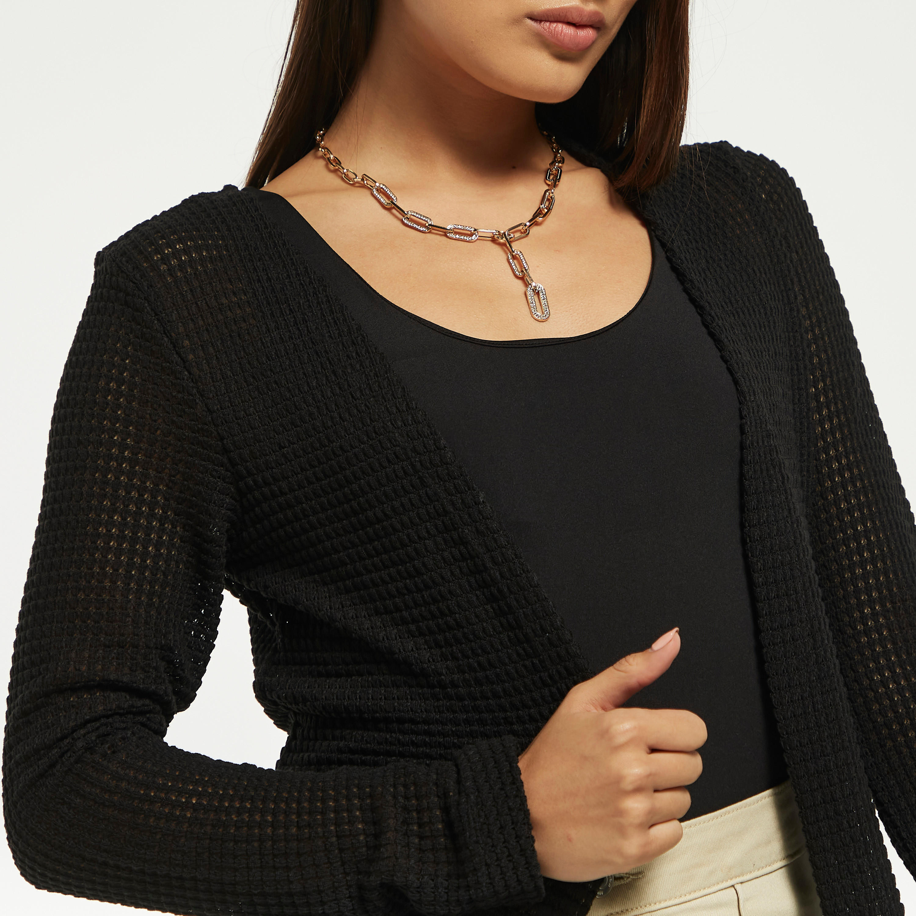 سترة طويلة بارزة الملمس بمقدمة مفتوحة-women-clothing-shirtsandblouses-blouses-image-4